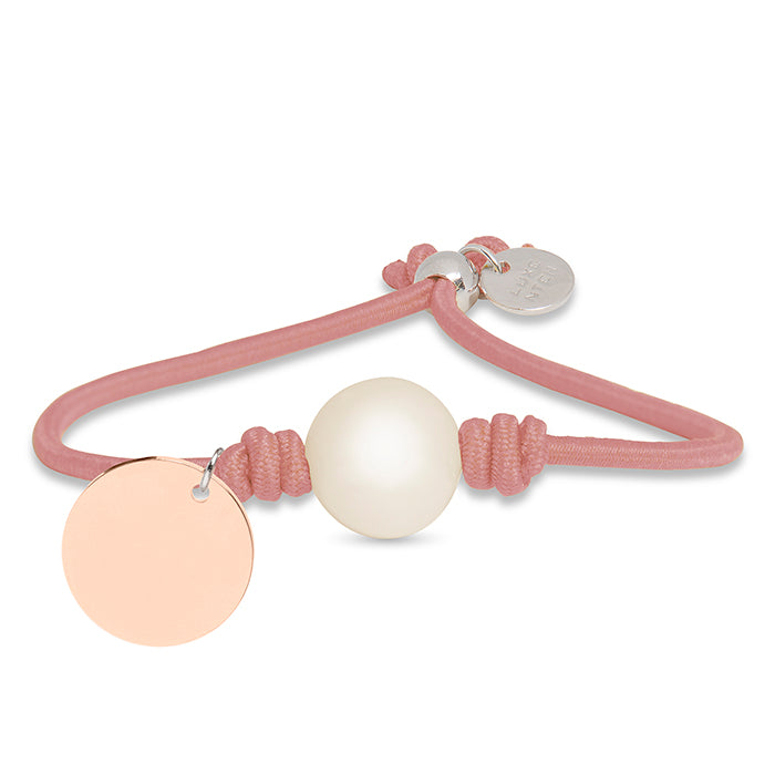 925 Sterling Silver Bracelet with Light Pink Cotton finished in 18K Rose Gold - Lasa