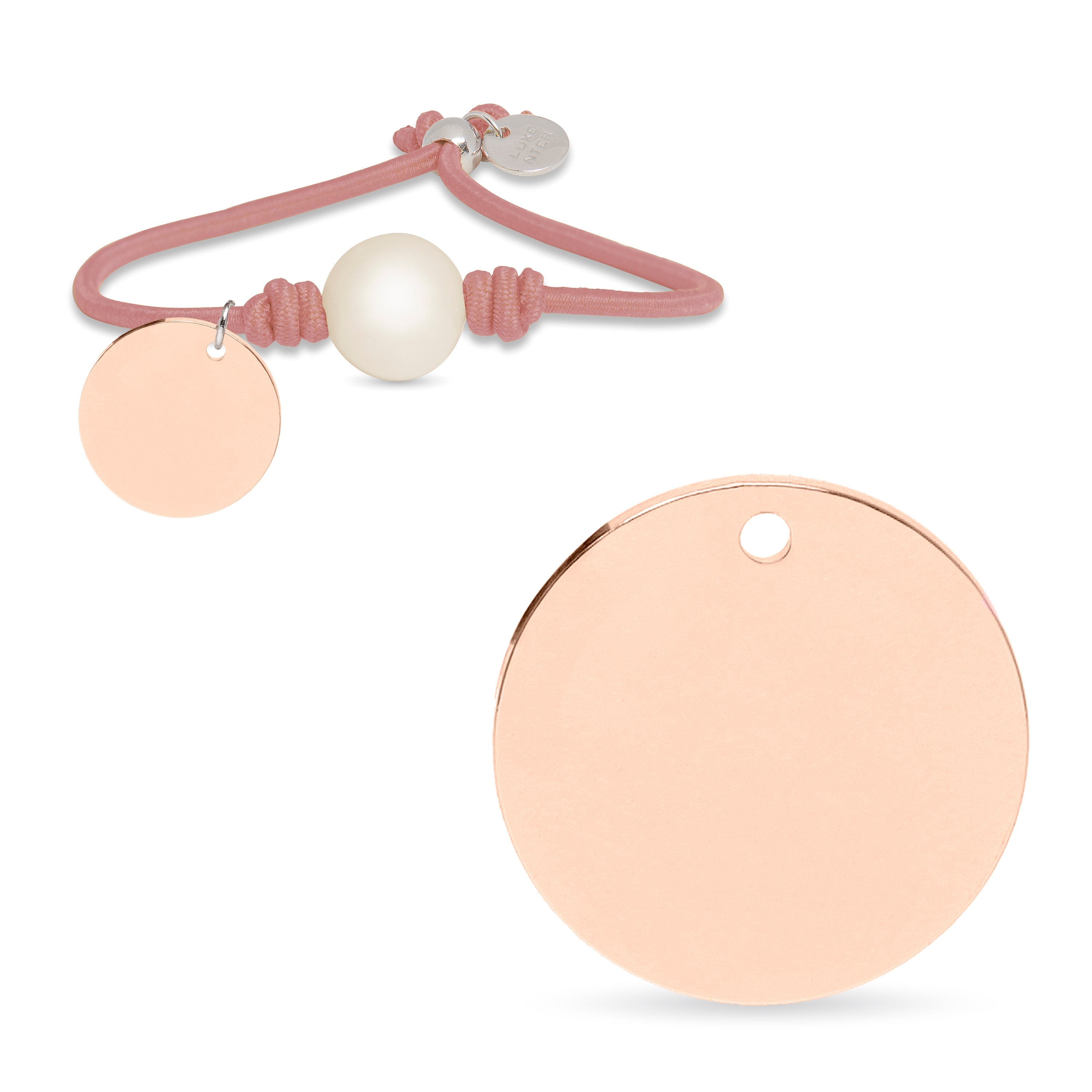 925 Sterling Silver Bracelet with Light Pink Cotton finished in 18K Rose Gold - Lasa