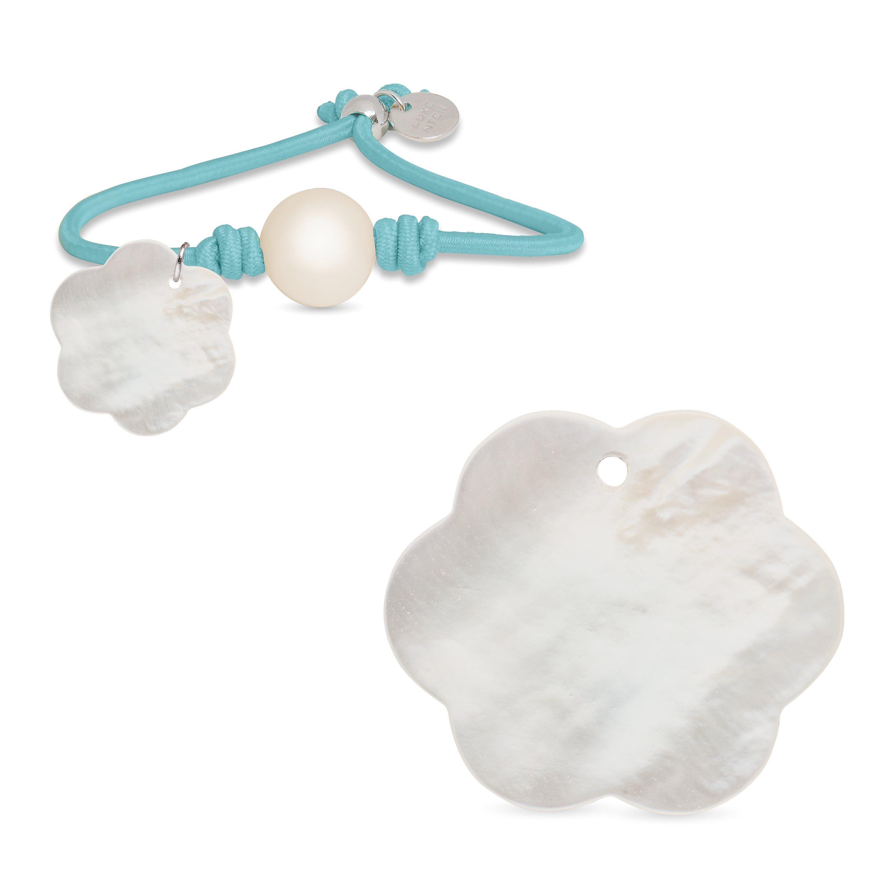 925 Sterling Silver Bracelet with Light Blue Cotton, Rhodium Finish - Lasa