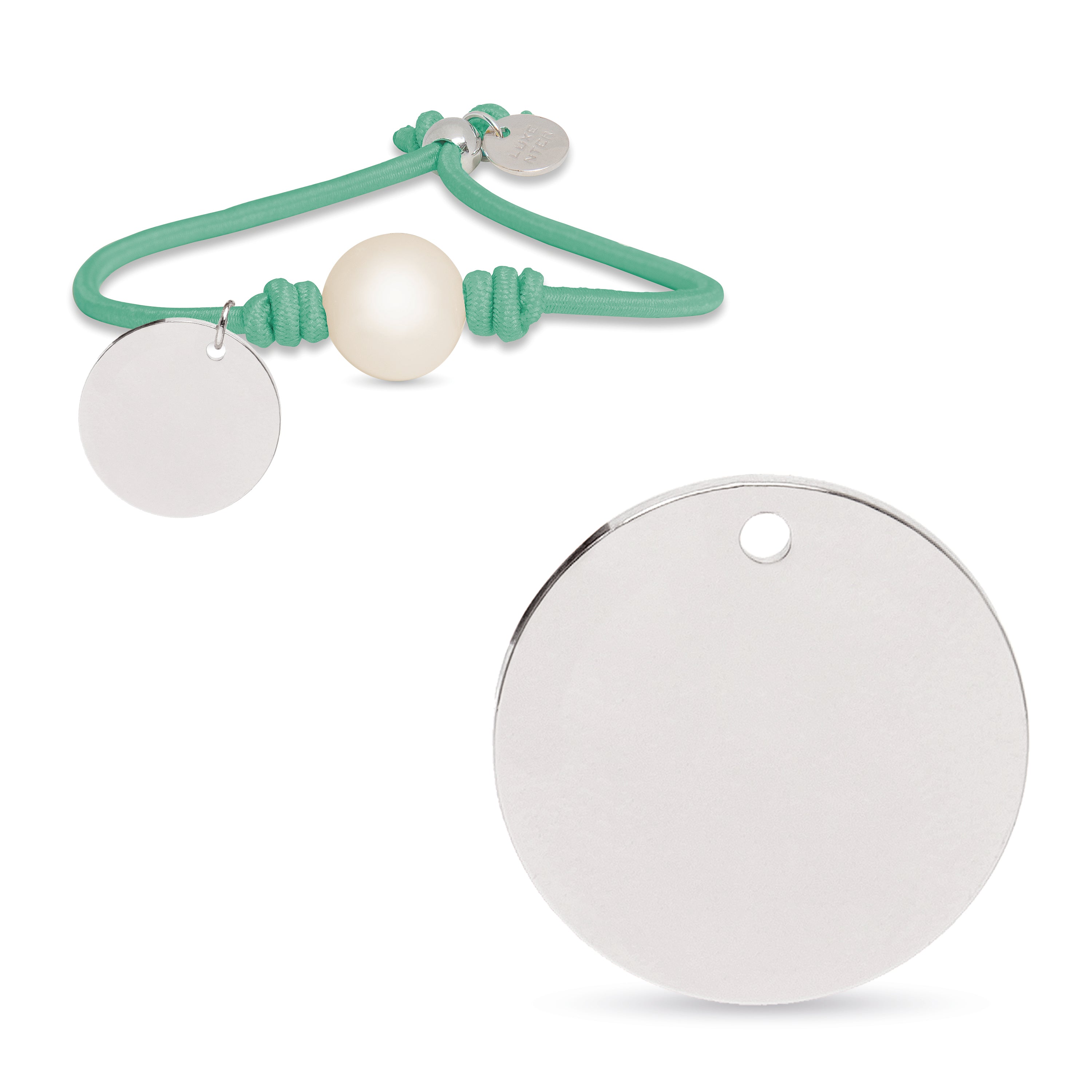 925 Sterling Silver Bracelet with Green Cotton, Rhodium Finish - Lasa
