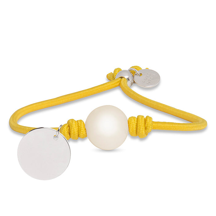 925 Sterling Silver Bracelet with Mustard Cotton, Rhodium Finish - Lasa