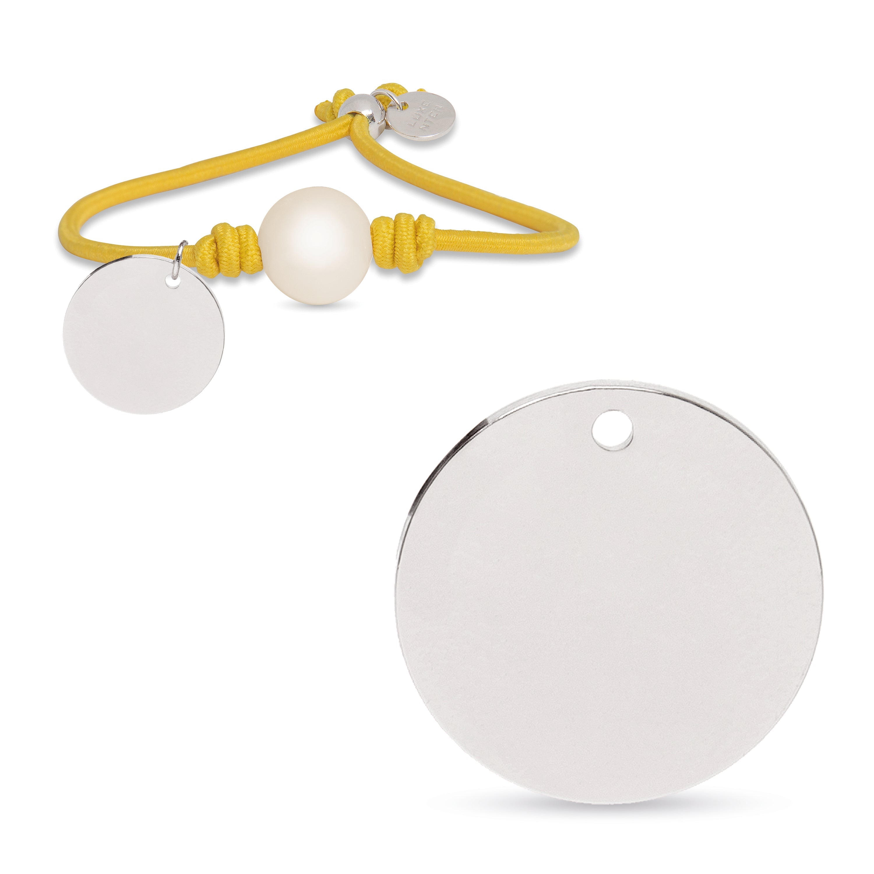 925 Sterling Silver Bracelet with Mustard Cotton, Rhodium Finish - Lasa