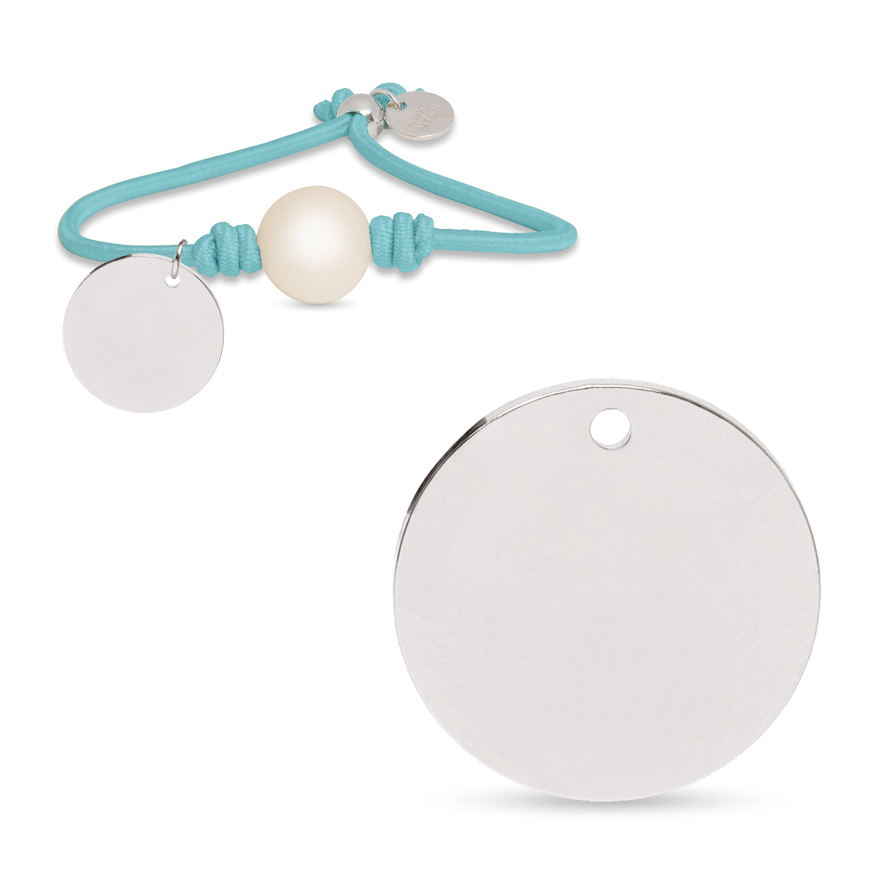 925 Sterling Silver Bracelet with Light Blue Cotton, Rhodium Finish - Lasa