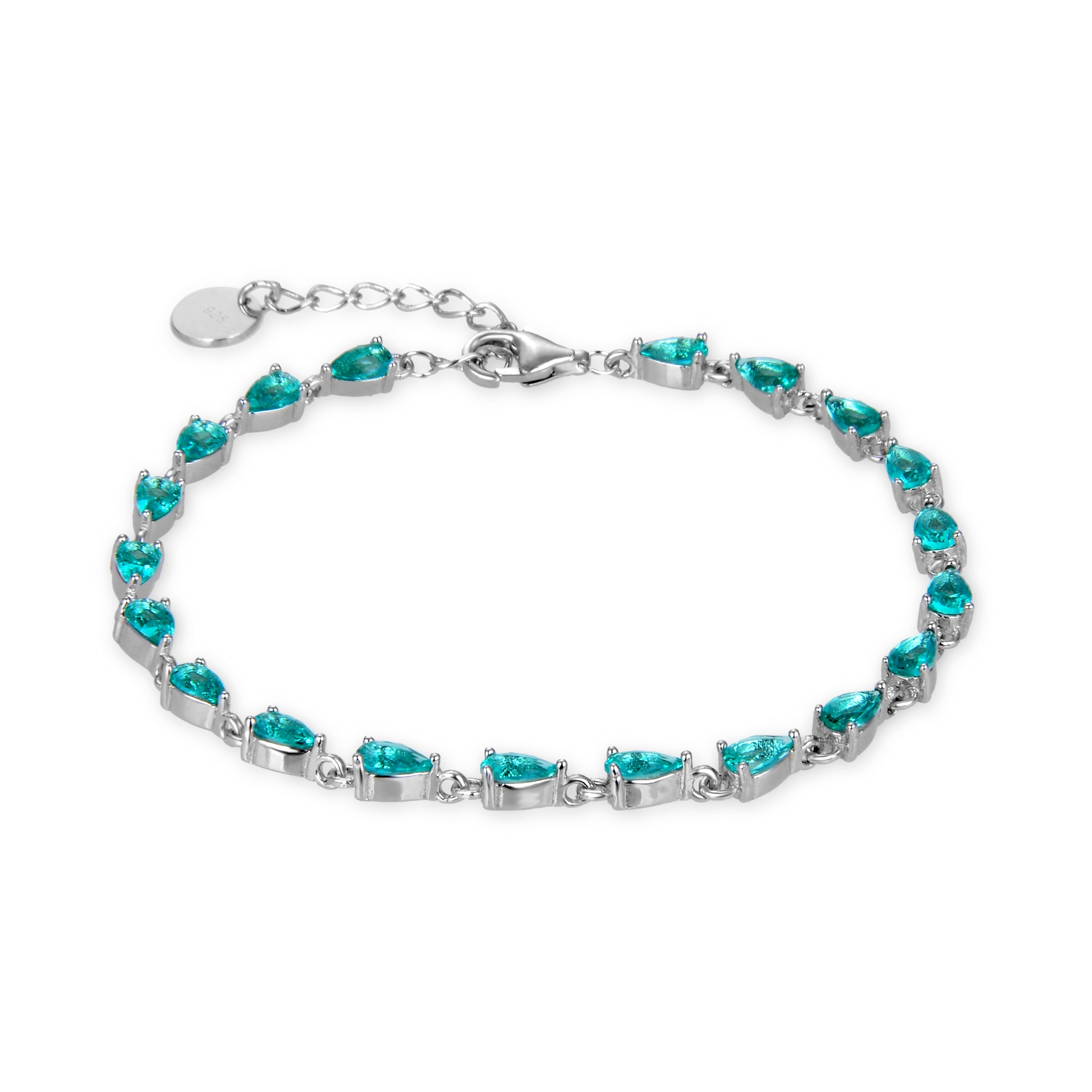 925 Sterling Silver Bracelet with Rhodium-Plated Emerald Zirconia - Muanyala