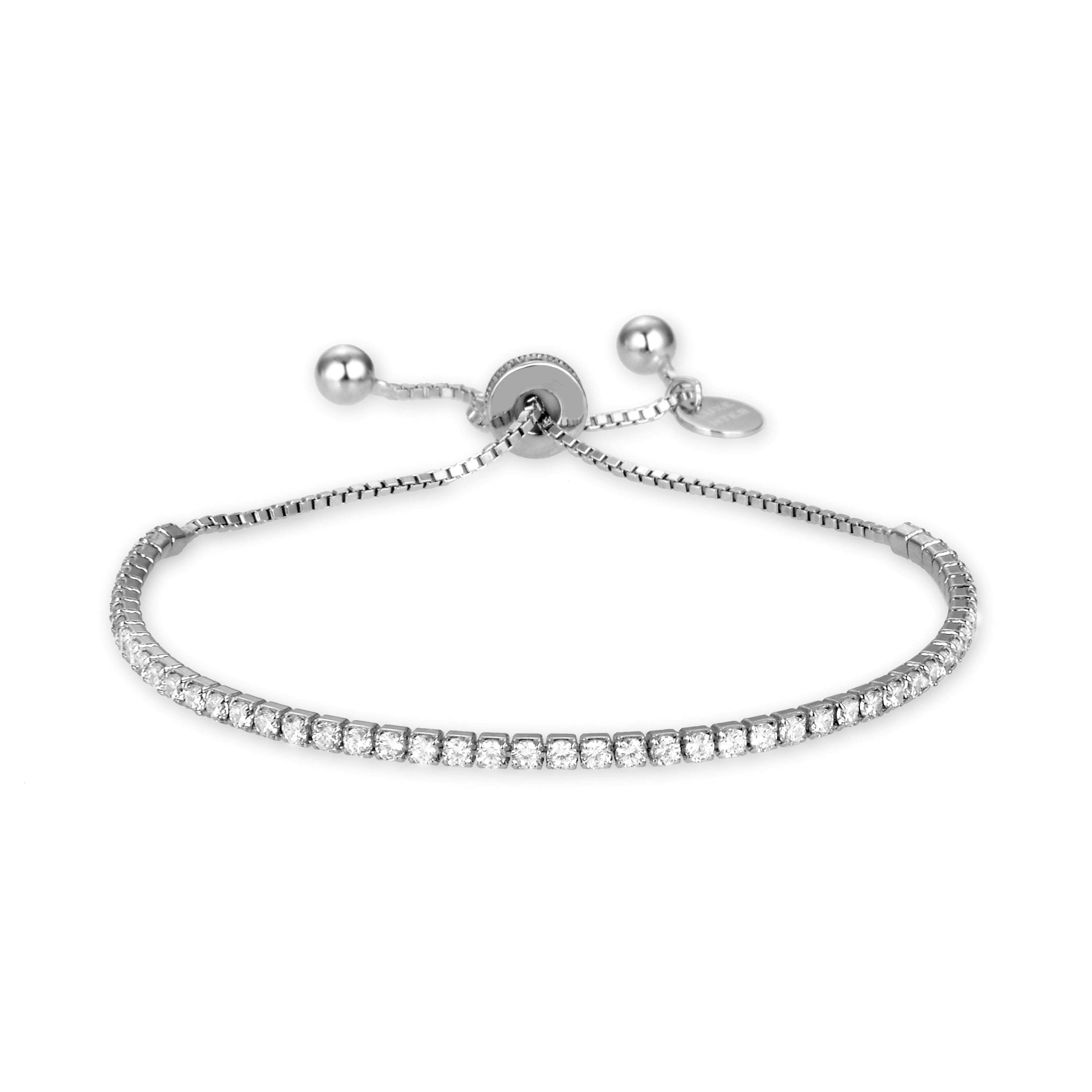 925 Sterling Silver Bracelet with Rhodium-Plated Brilliant Zirconia - Kileh