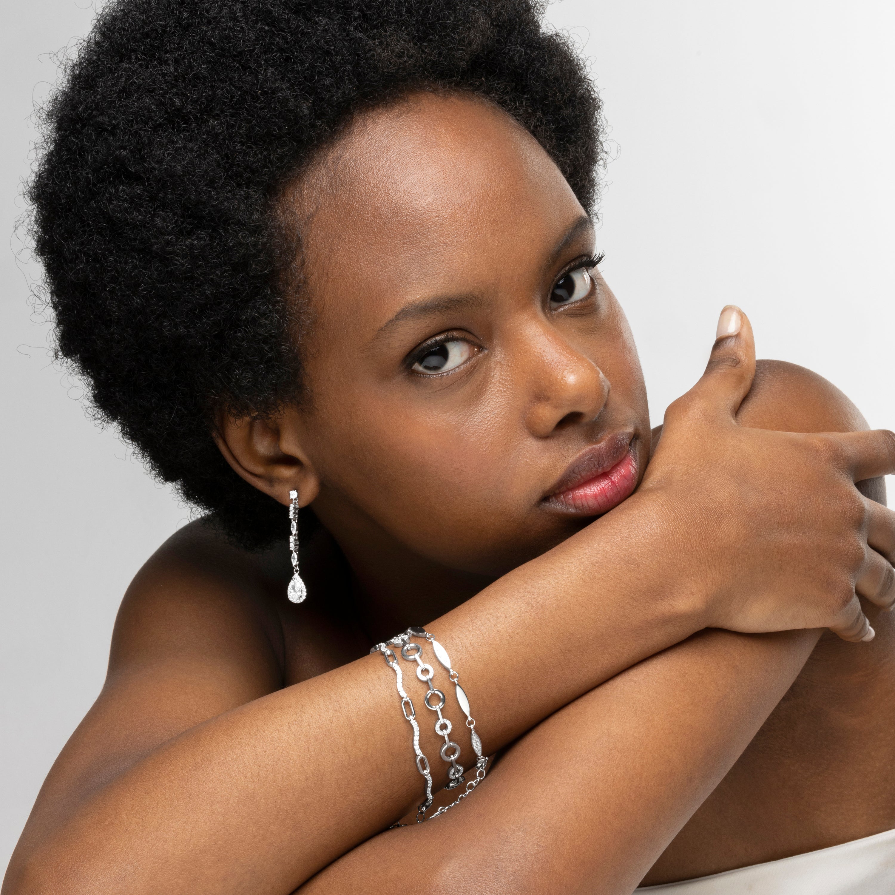 925 Sterling Silver Bracelet with Rhodium-Plated Brilliant Zirconia - Yitar