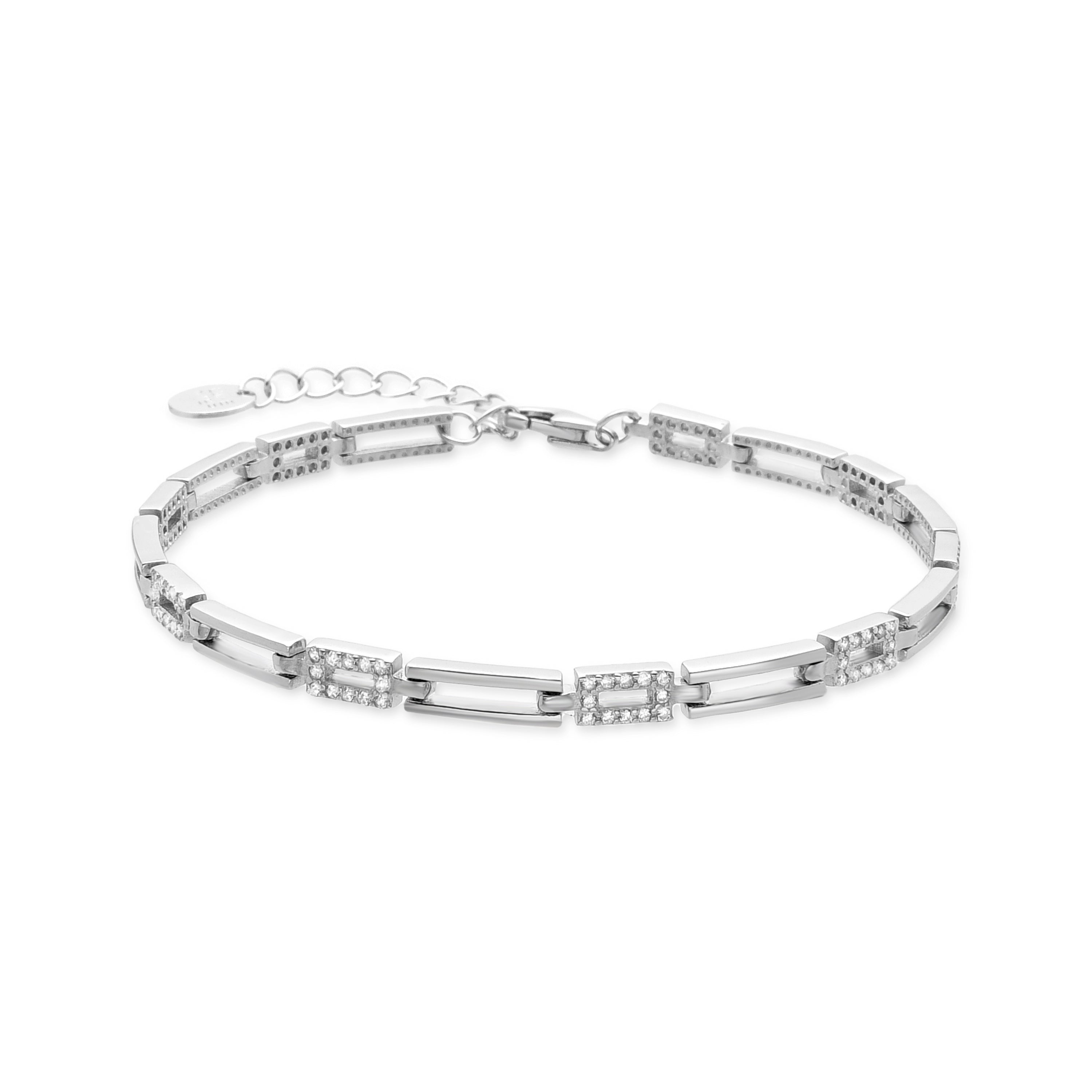 925 Sterling Silver Bracelet with Rhodium-Plated Brilliant Zirconia - Dakal