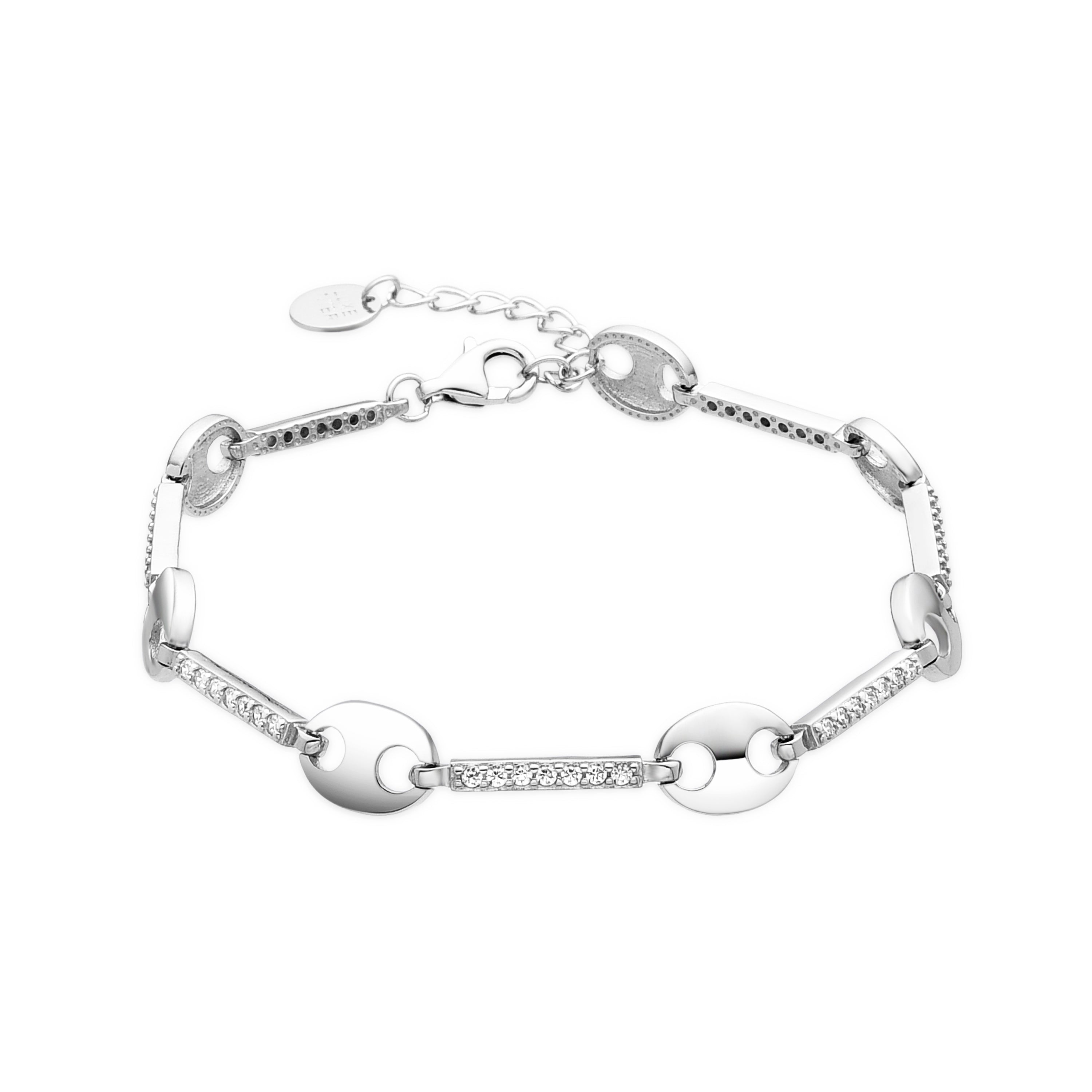925 Sterling Silver and Brilliant Zirconia Bracelet with Rhodium Finish - Mohali