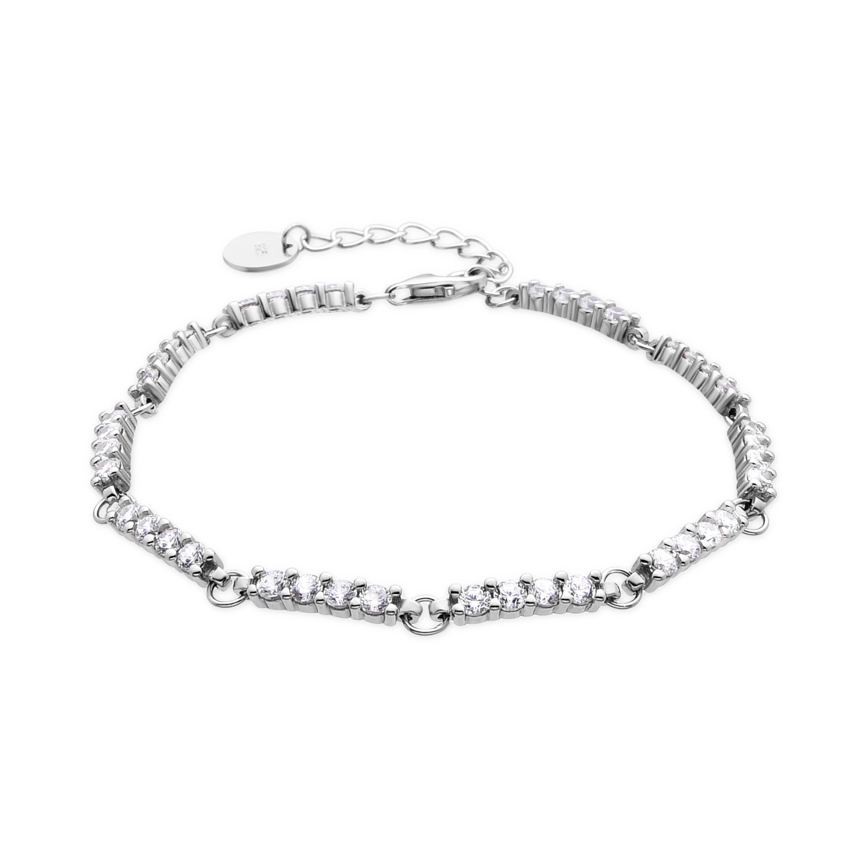 925 Sterling Silver and Brilliant Zirconia Bracelet with Rhodium Finish - Knut