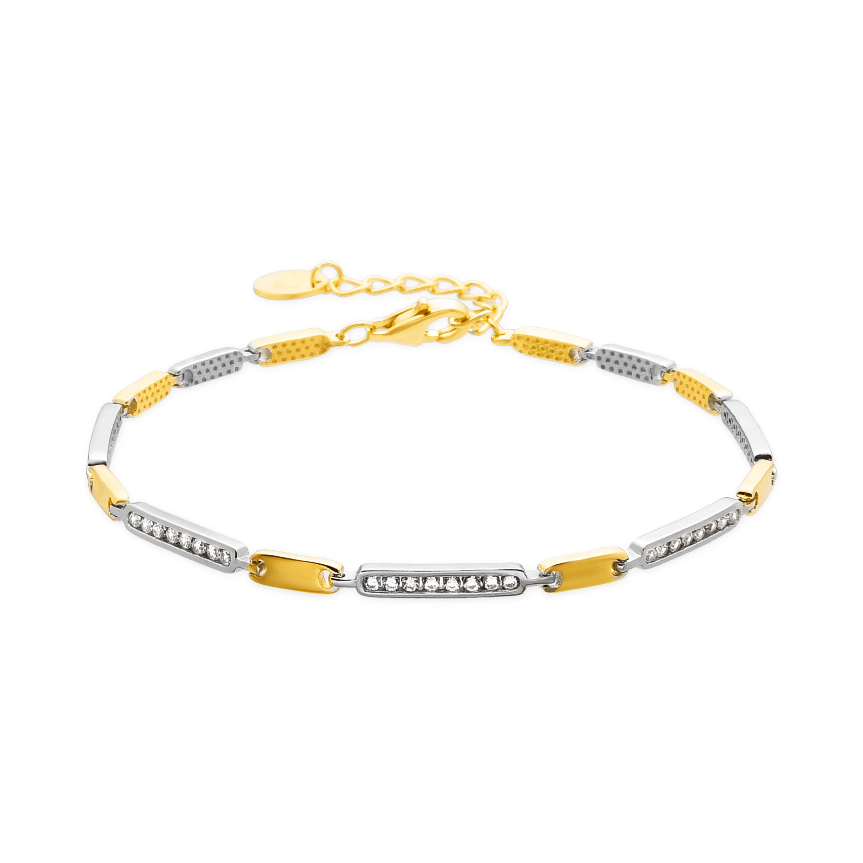 925 Sterling Silver and Brilliant Zirconia Bracelet with Rhodium Finish - Xoza