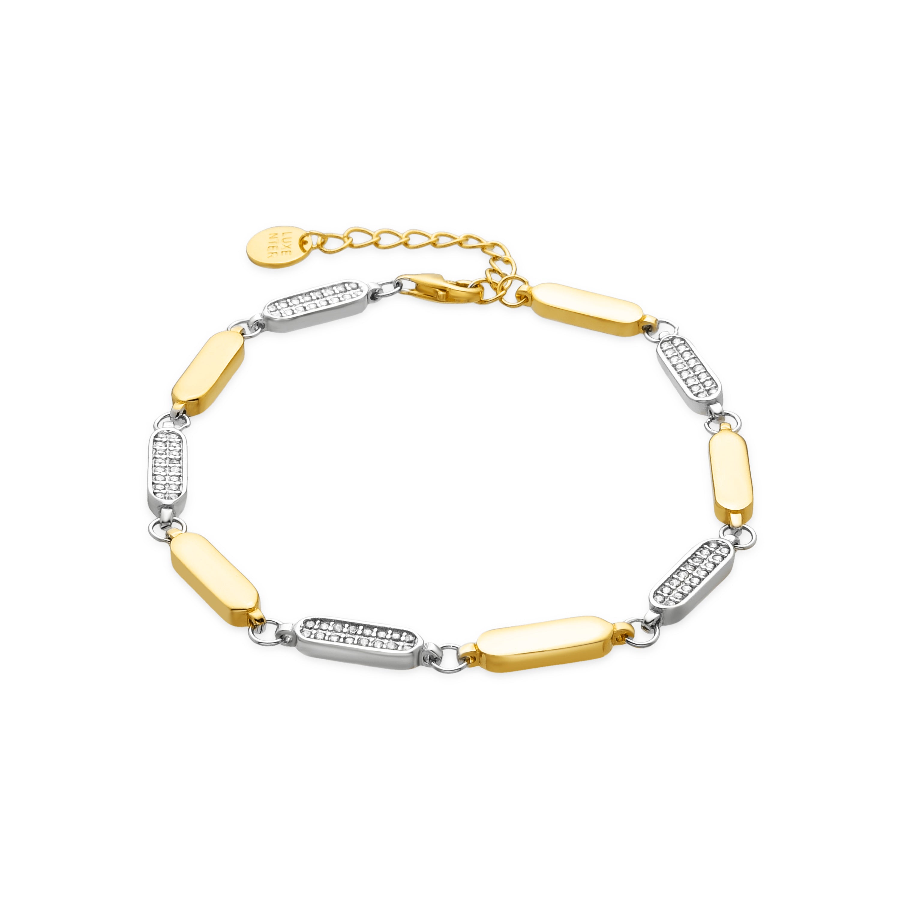 925 Sterling Silver and Brilliant Zirconia Bracelet with Rhodium Finish - Miagrat