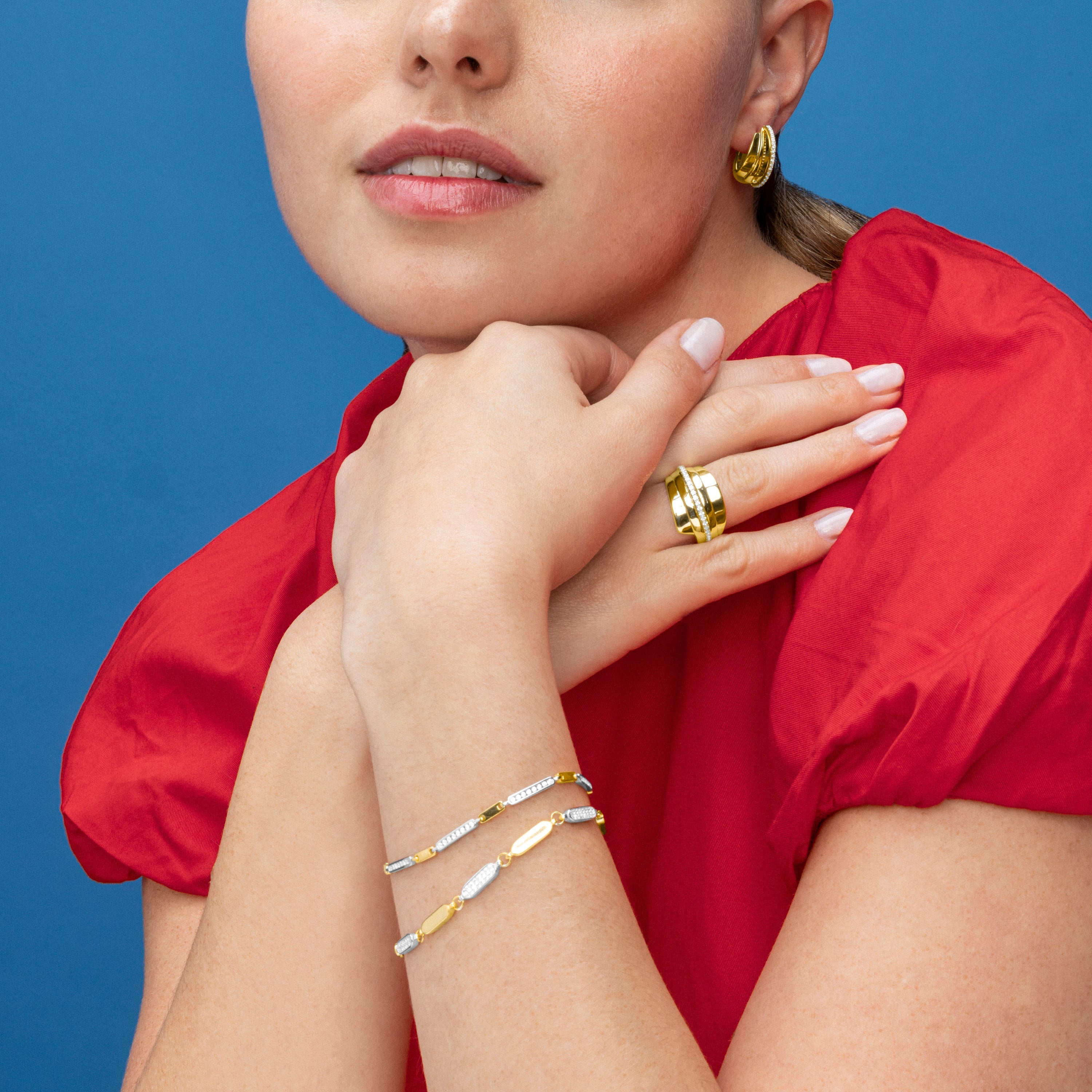 925 Sterling Silver and Brilliant Zirconia Bracelet with Rhodium Finish - Miagrat