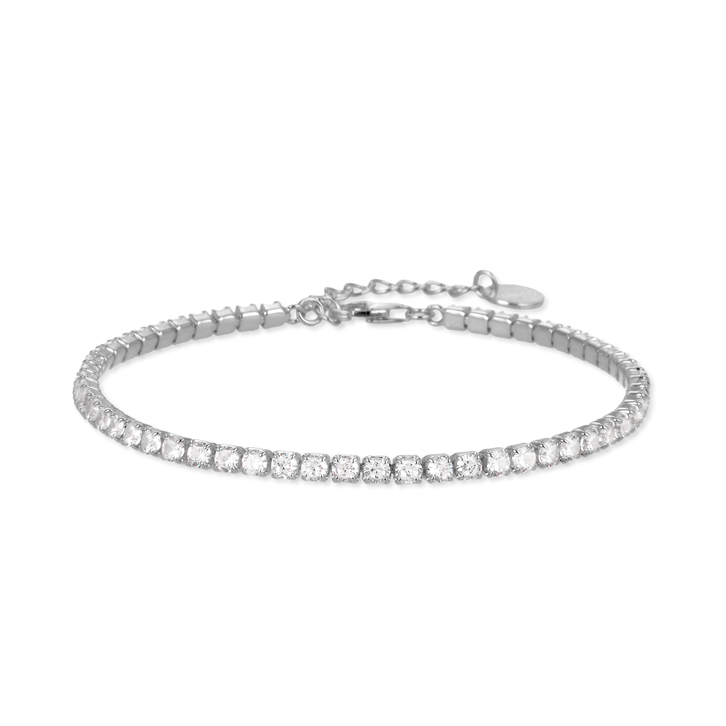 925 Sterling Silver Bracelet with Rhodium-Plated Brilliant Zirconia - Tahu