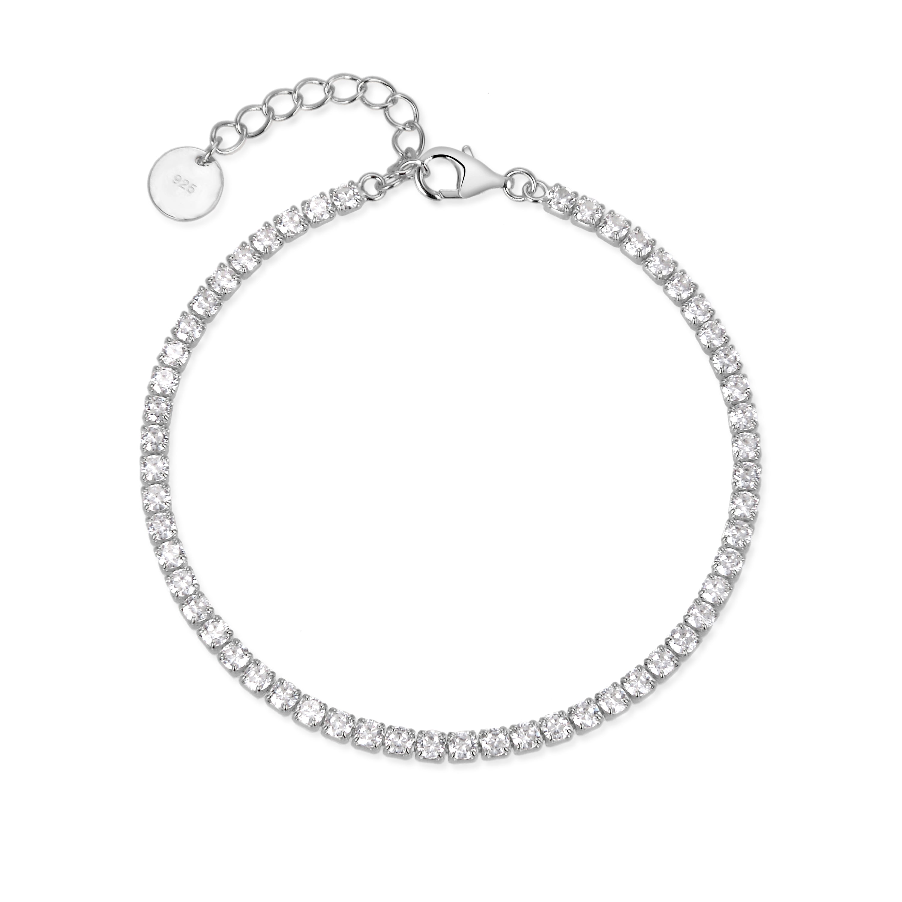 925 Sterling Silver Bracelet with Rhodium-Plated Brilliant Zirconia - Tahu