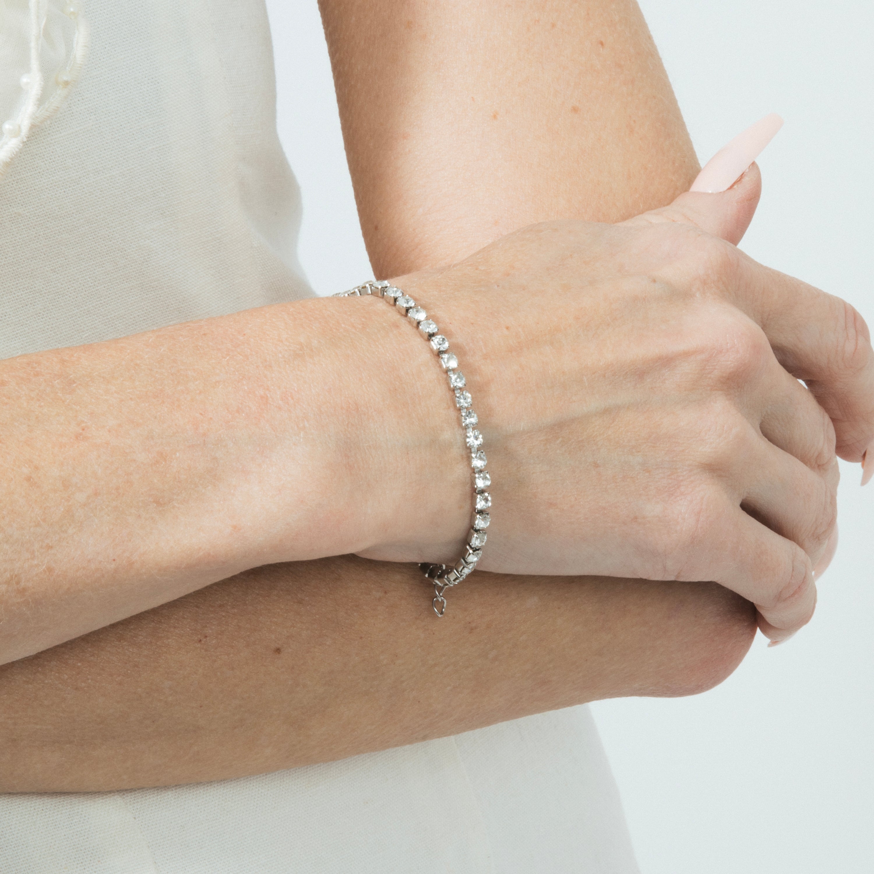 925 Sterling Silver Bracelet with Rhodium-Plated Brilliant Zirconia - Tahu