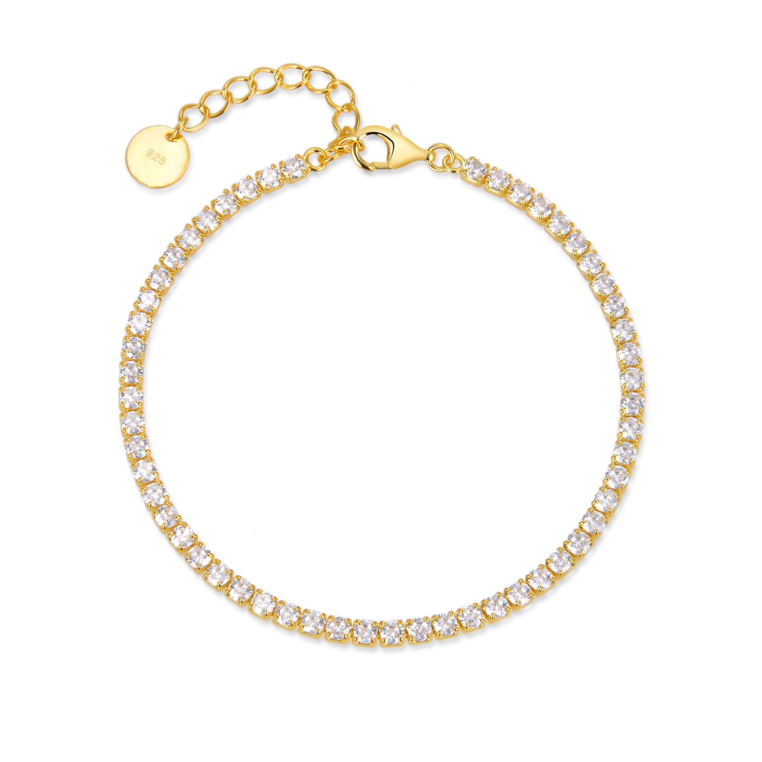 Pulseira de Prata de Lei 925 com Zircônia Brilhante com acabamento em ouro amarelo 18K - Tahu