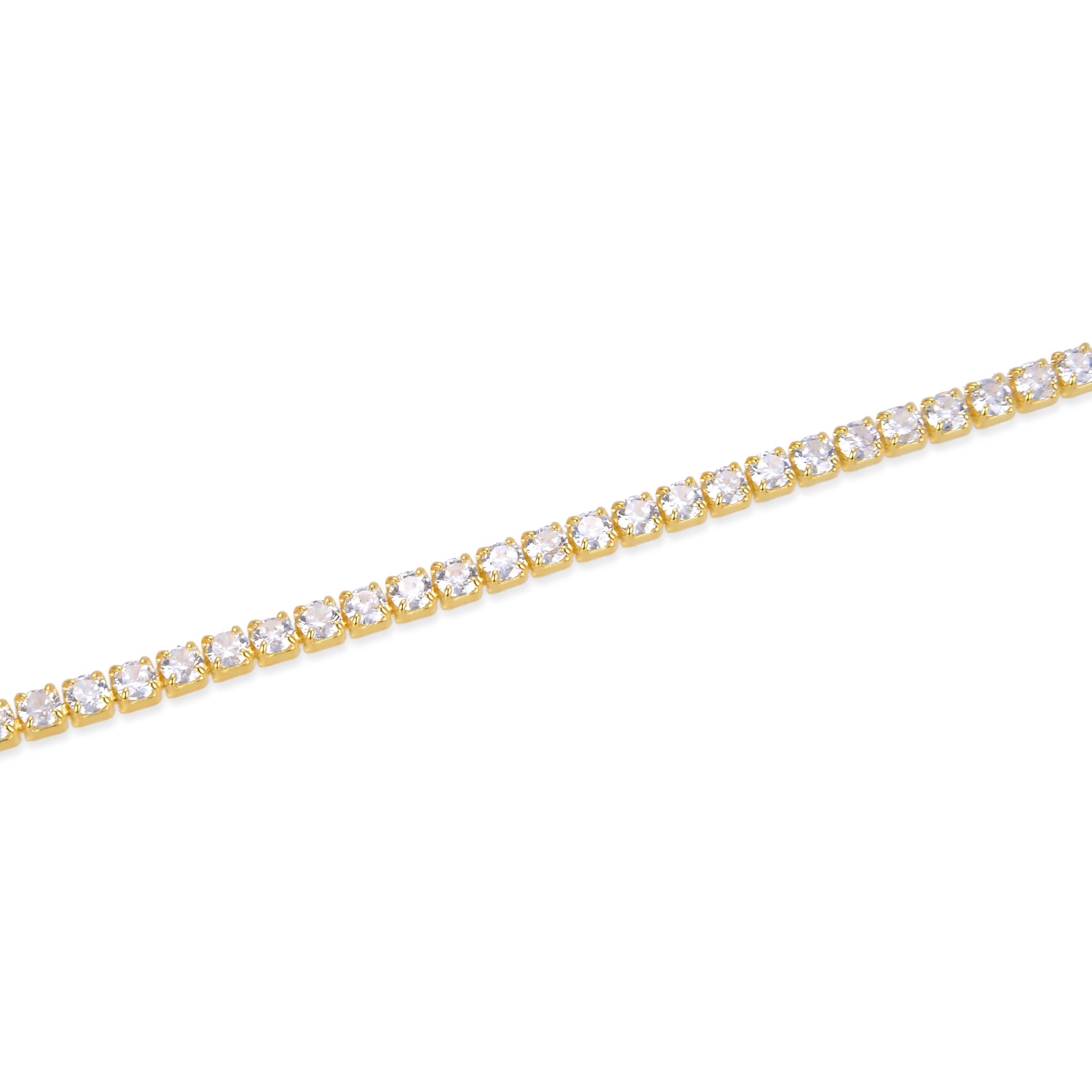 Pulseira de Prata de Lei 925 com Zircônia Brilhante com acabamento em ouro amarelo 18K - Tahu