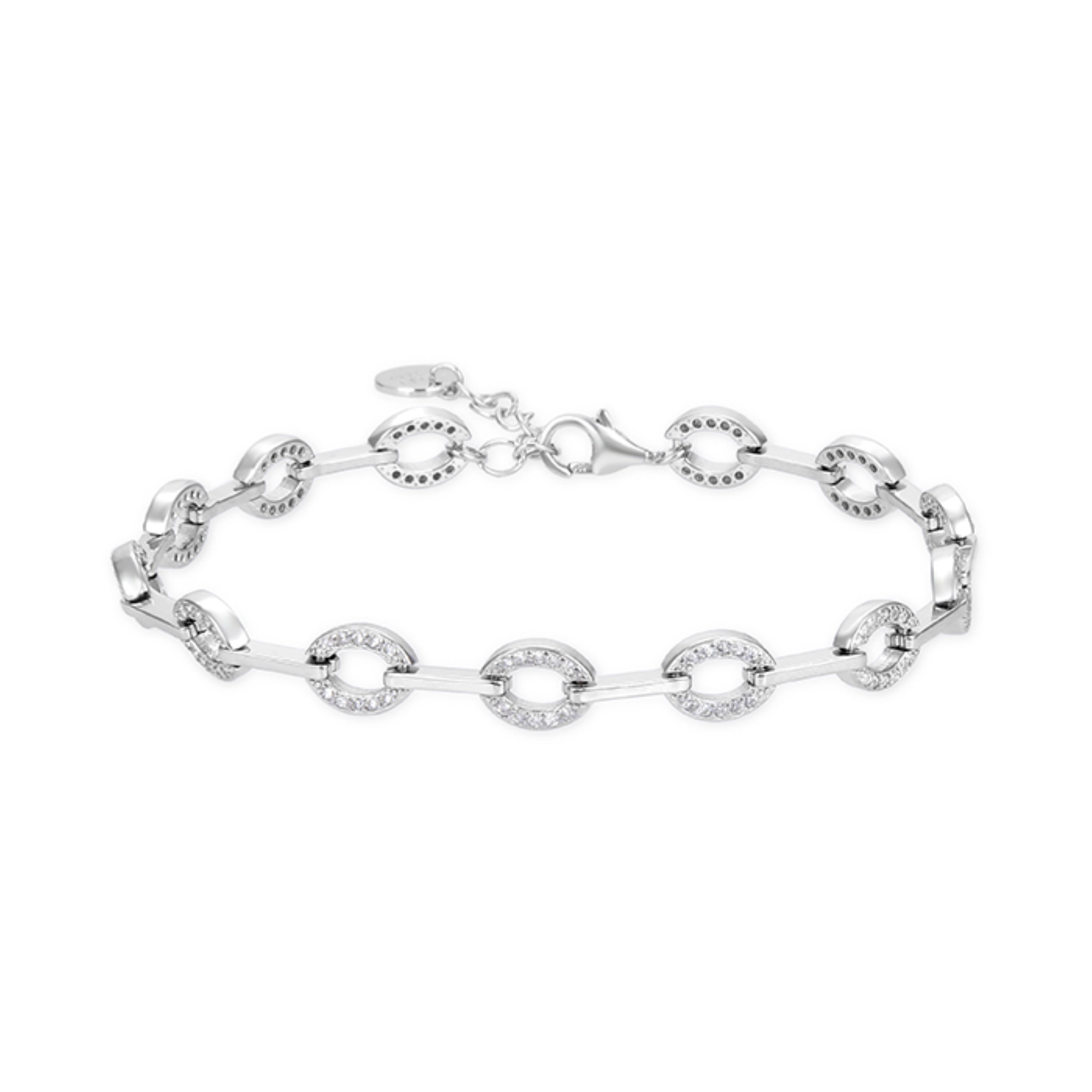 925 Sterling Silver Bracelet with Rhodium-Plated Brilliant Zirconia - Raiso