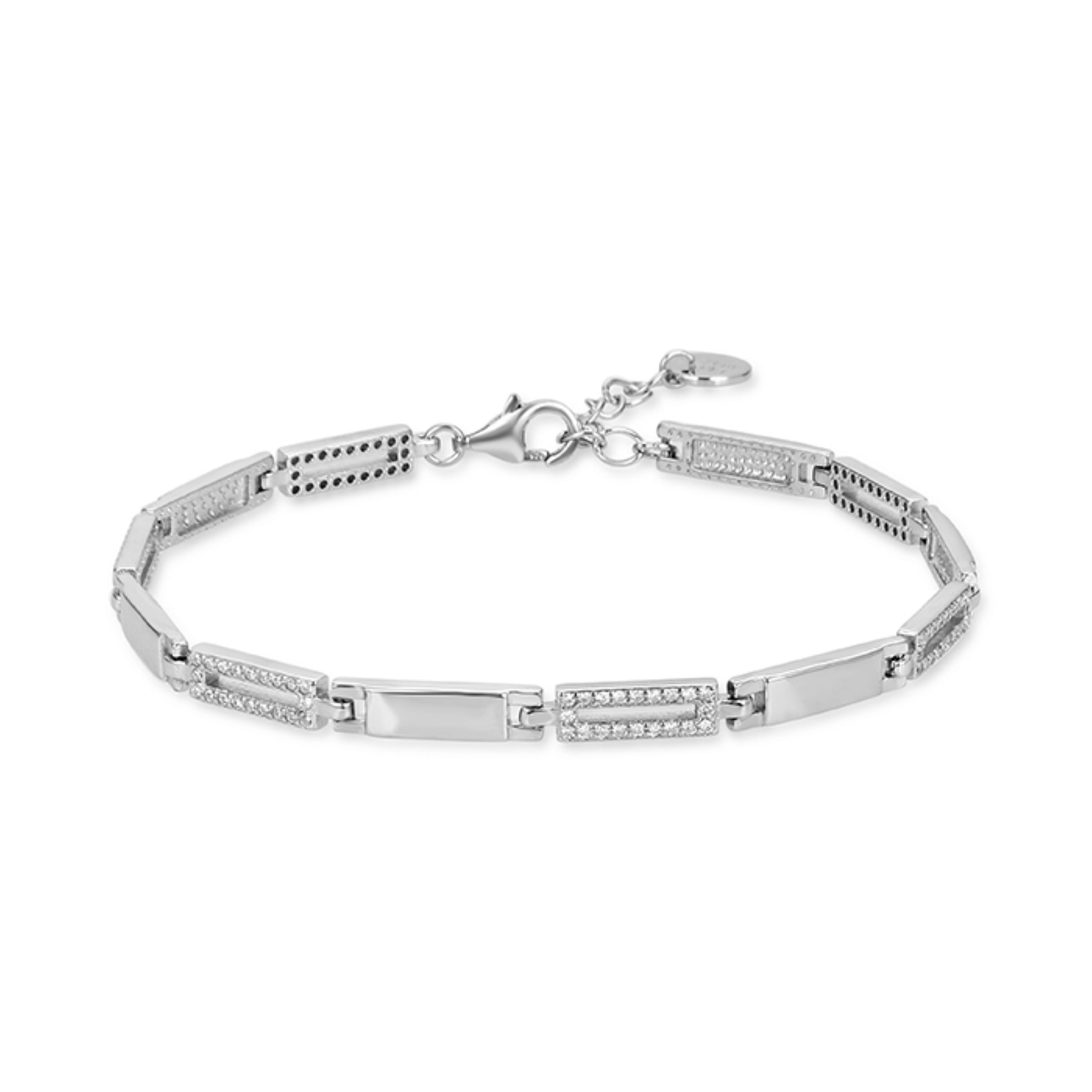 925 Sterling Silver Bracelet with Rhodium-Plated Brilliant Zirconia - Amim