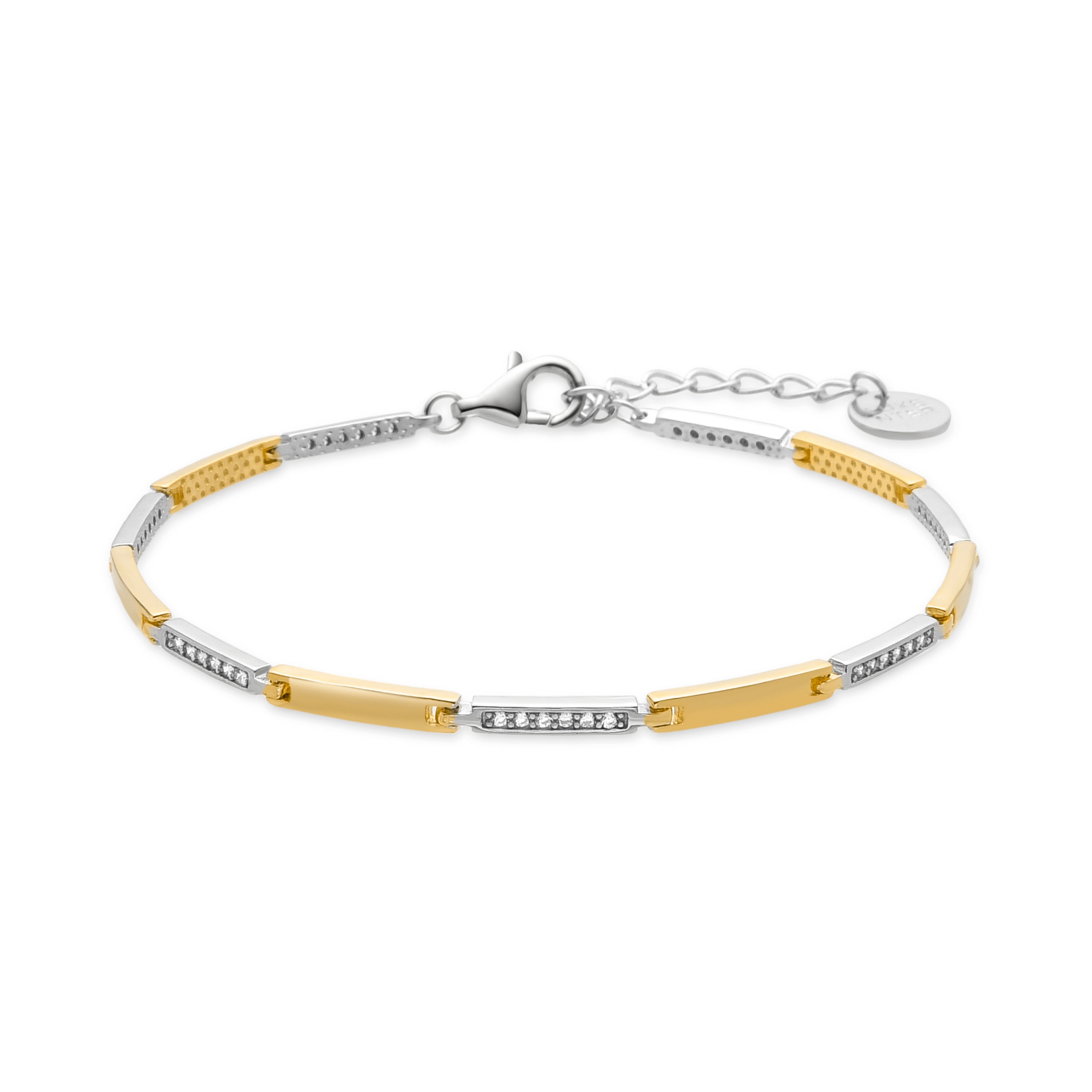 925 Sterling Silver Bracelet with Brilliant Zirconia Finished in 18K Yellow Gold - Kishan