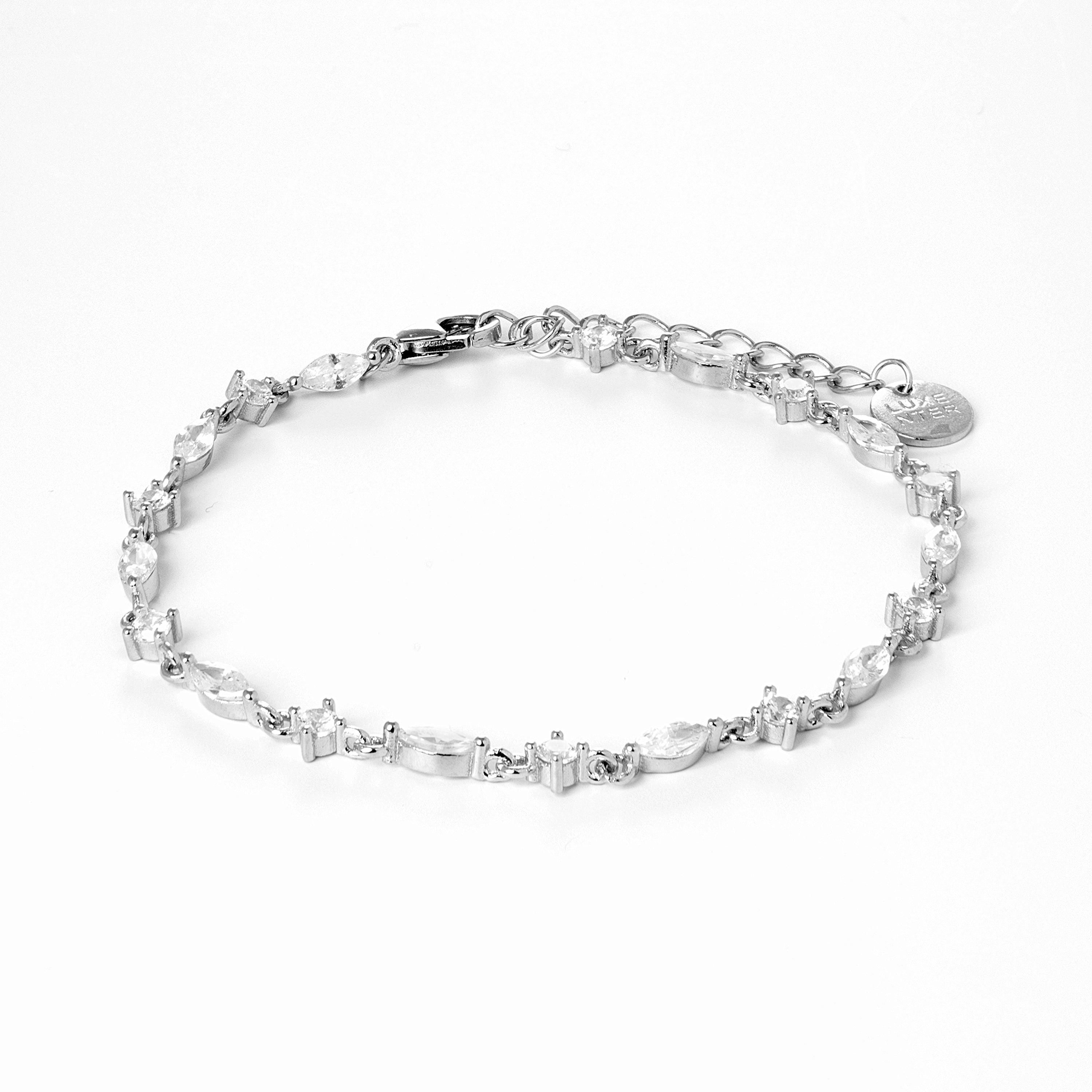 925 Sterling Silver Bracelet with Rhodium-Plated Brilliant Zirconia - Ulmax