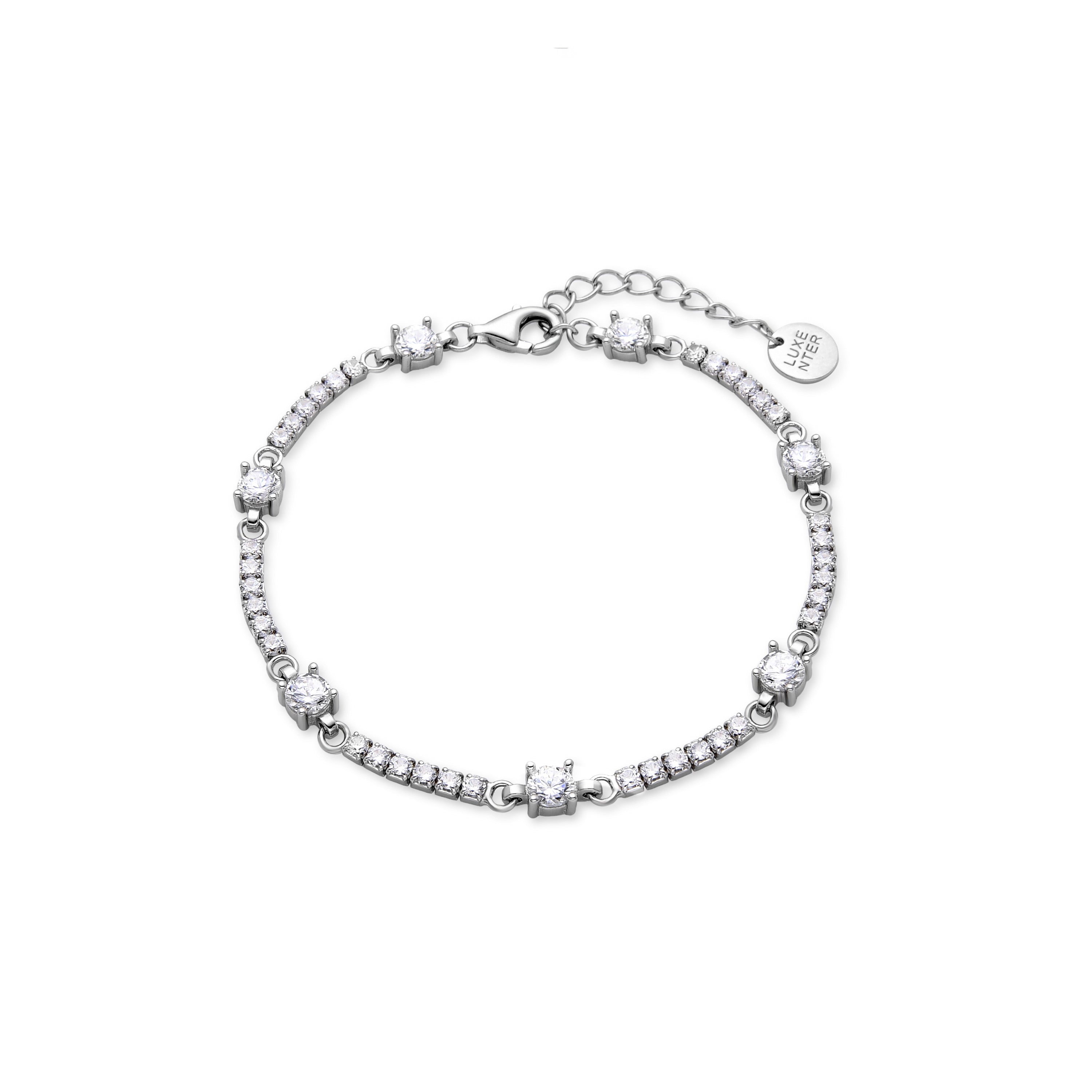 925 Sterling Silver Bracelet with Brilliant Cubic Zirconia with Rhodium Plating - Zarno