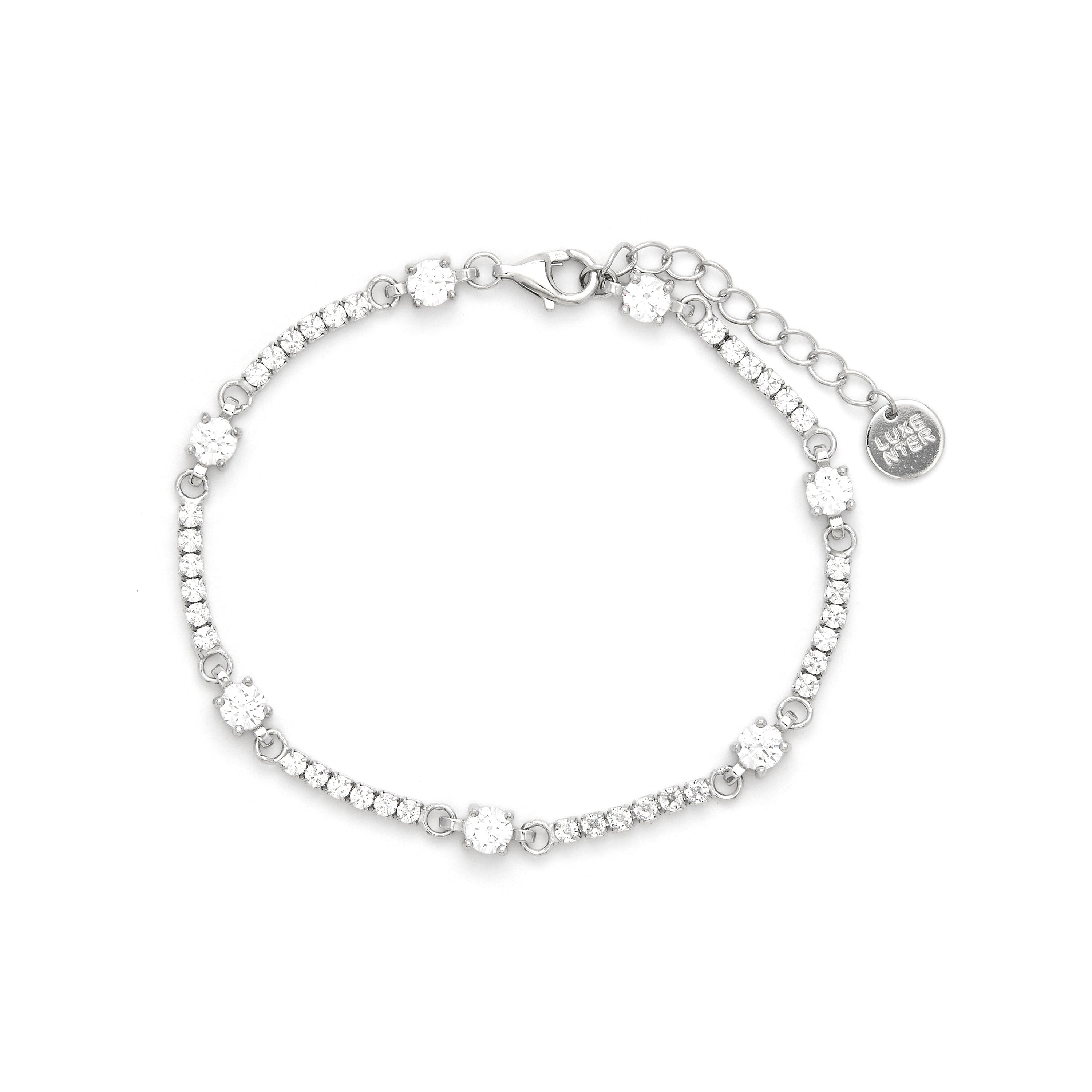 925 Sterling Silver Bracelet with Brilliant Cubic Zirconia with Rhodium Plating - Zarno