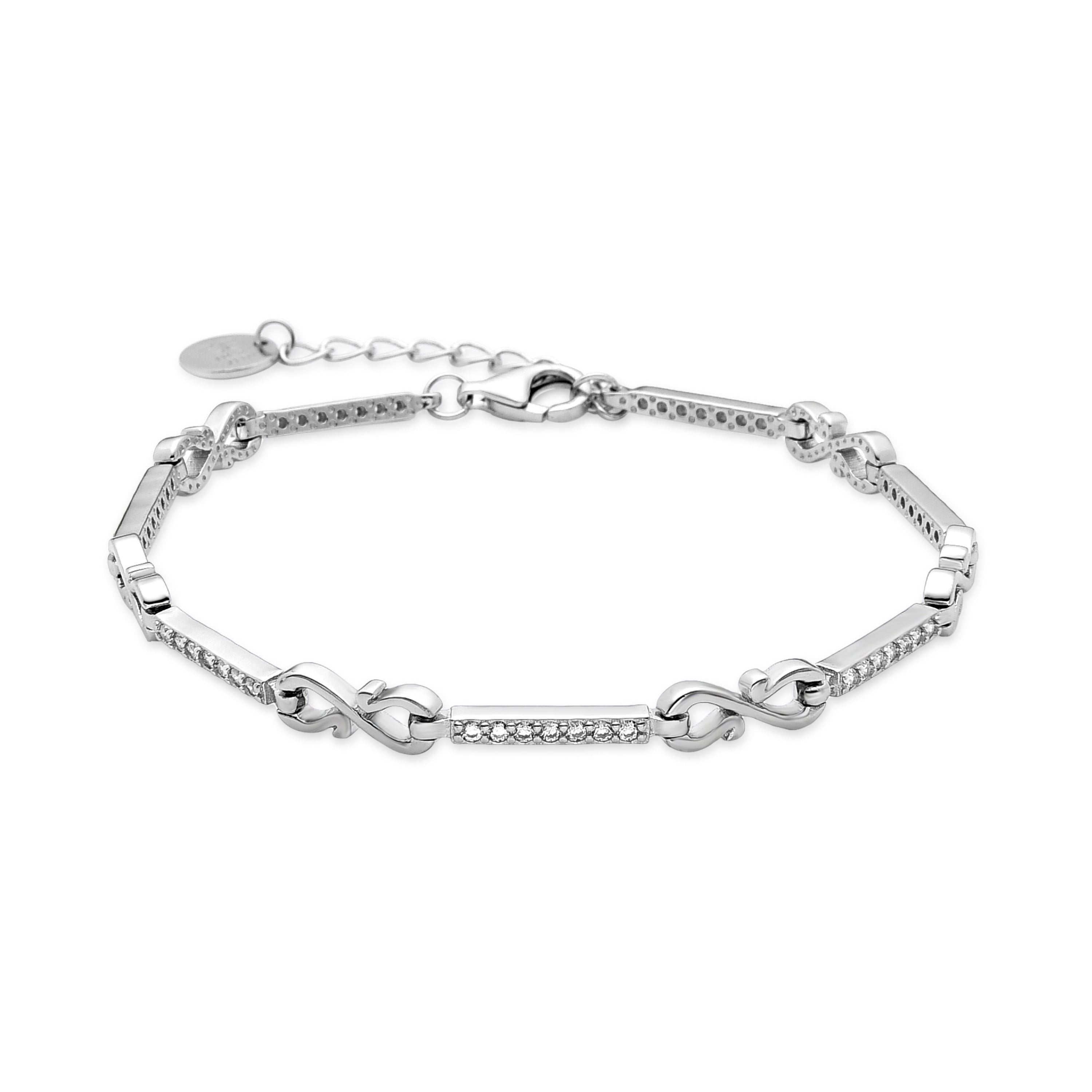 925 Sterling Silver Bracelet with Rhodium-Plated Brilliant Zirconia - Arat