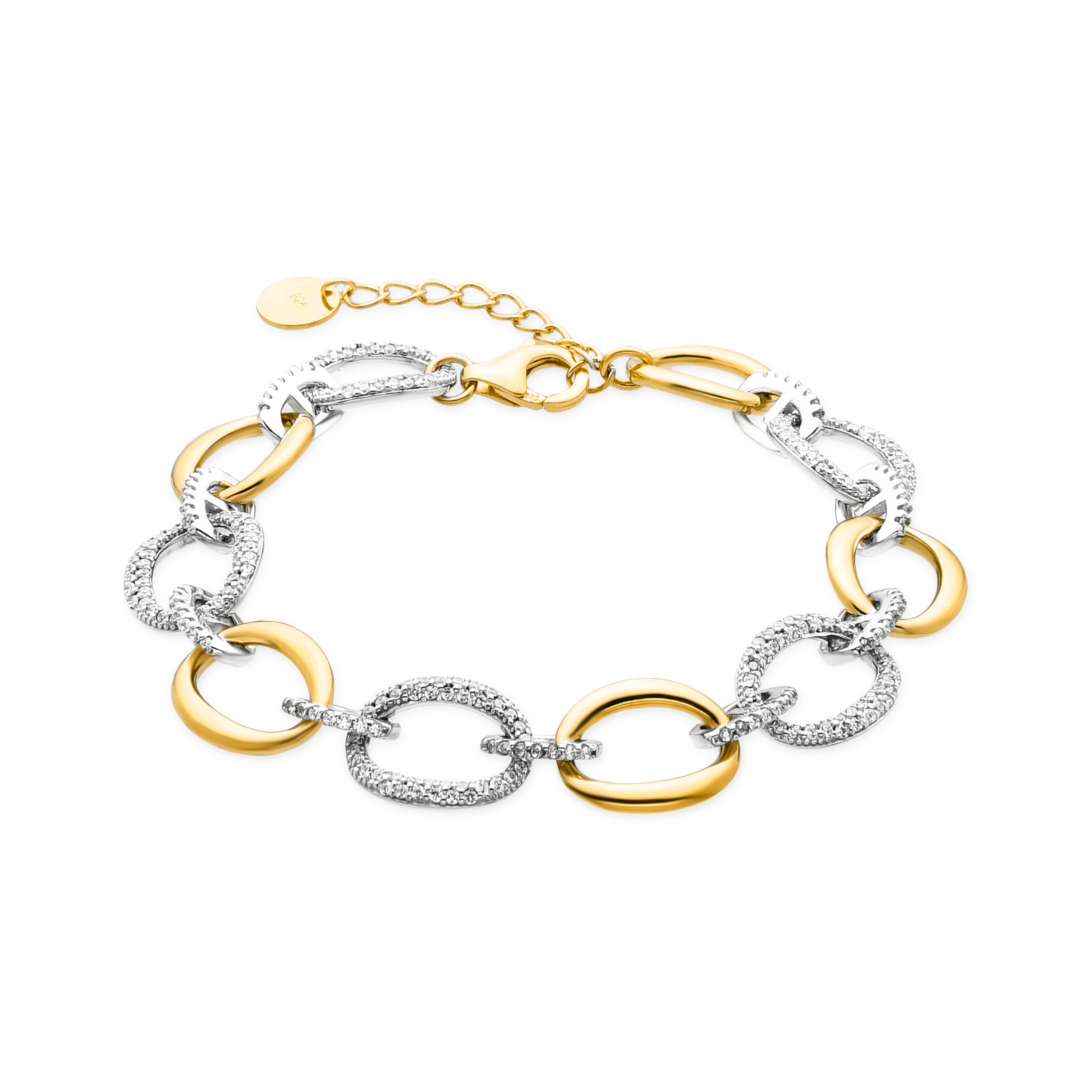 925 Sterling Silver and Brilliant Zirconia Bracelet with 18k Gold Finish - Dubol
