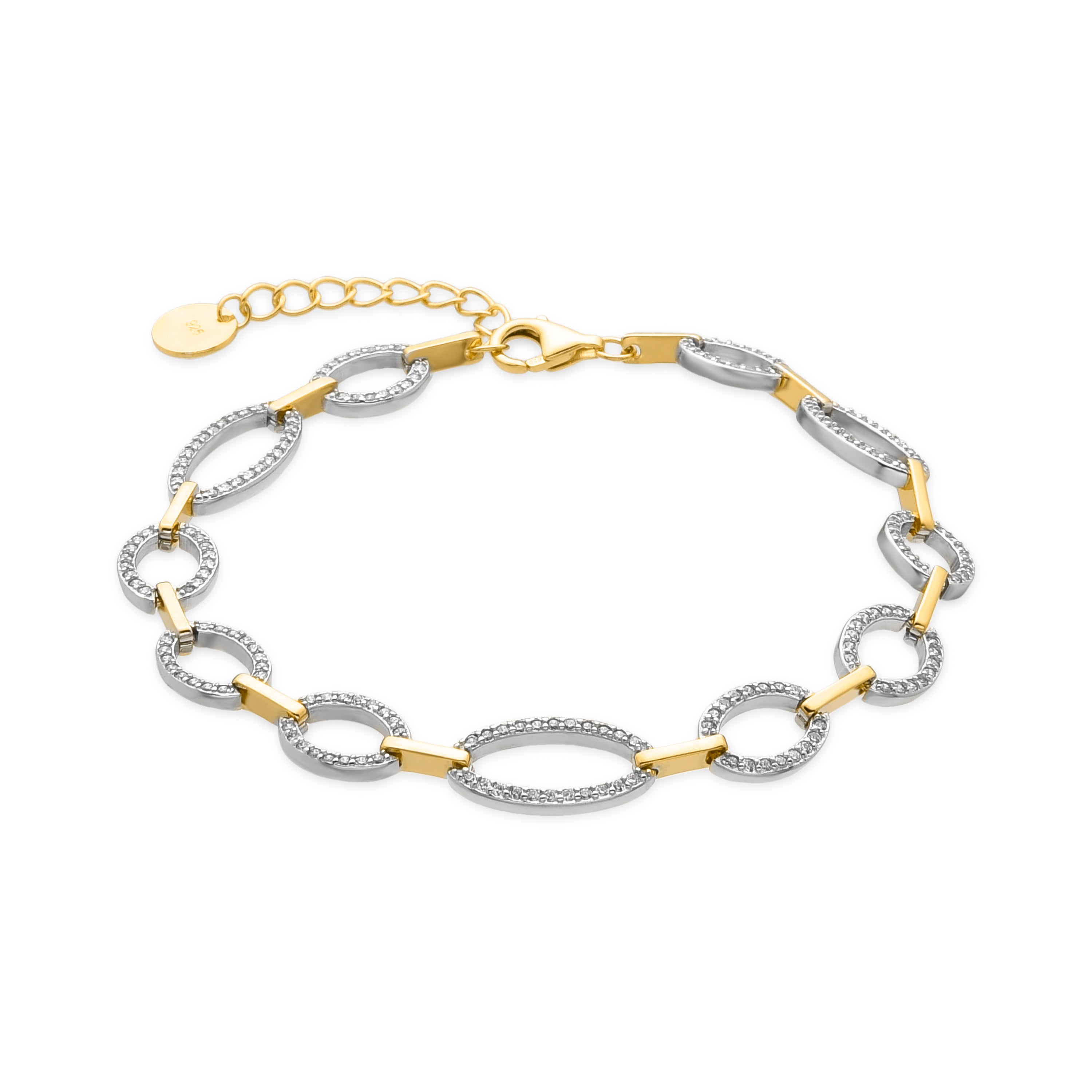 925 Sterling Silver and Brilliant Zirconia Bracelet with 18k Gold Finish - Phinthe