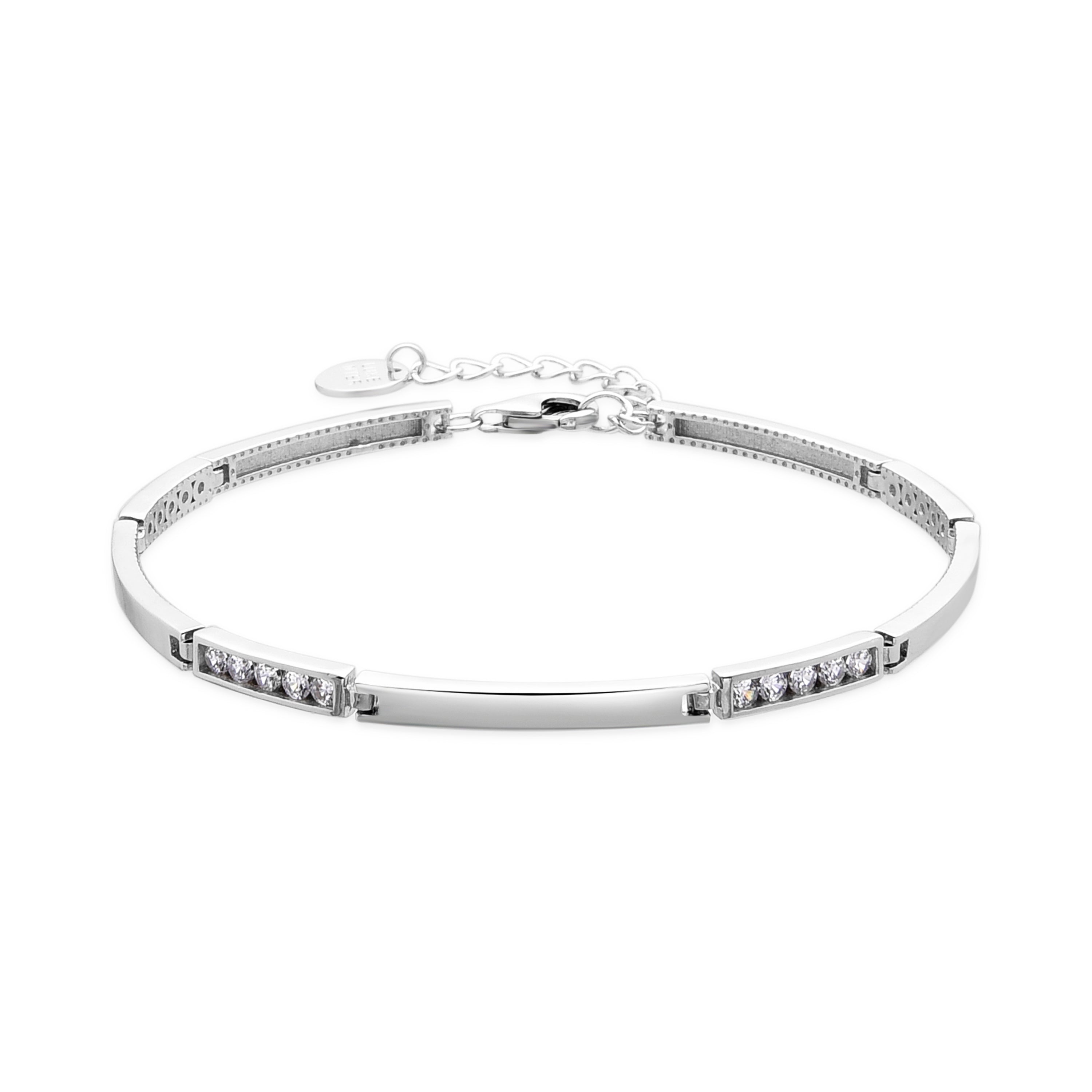 925 Sterling Silver and Brilliant Zirconia Bracelet with Rhodium Finish - Subeo