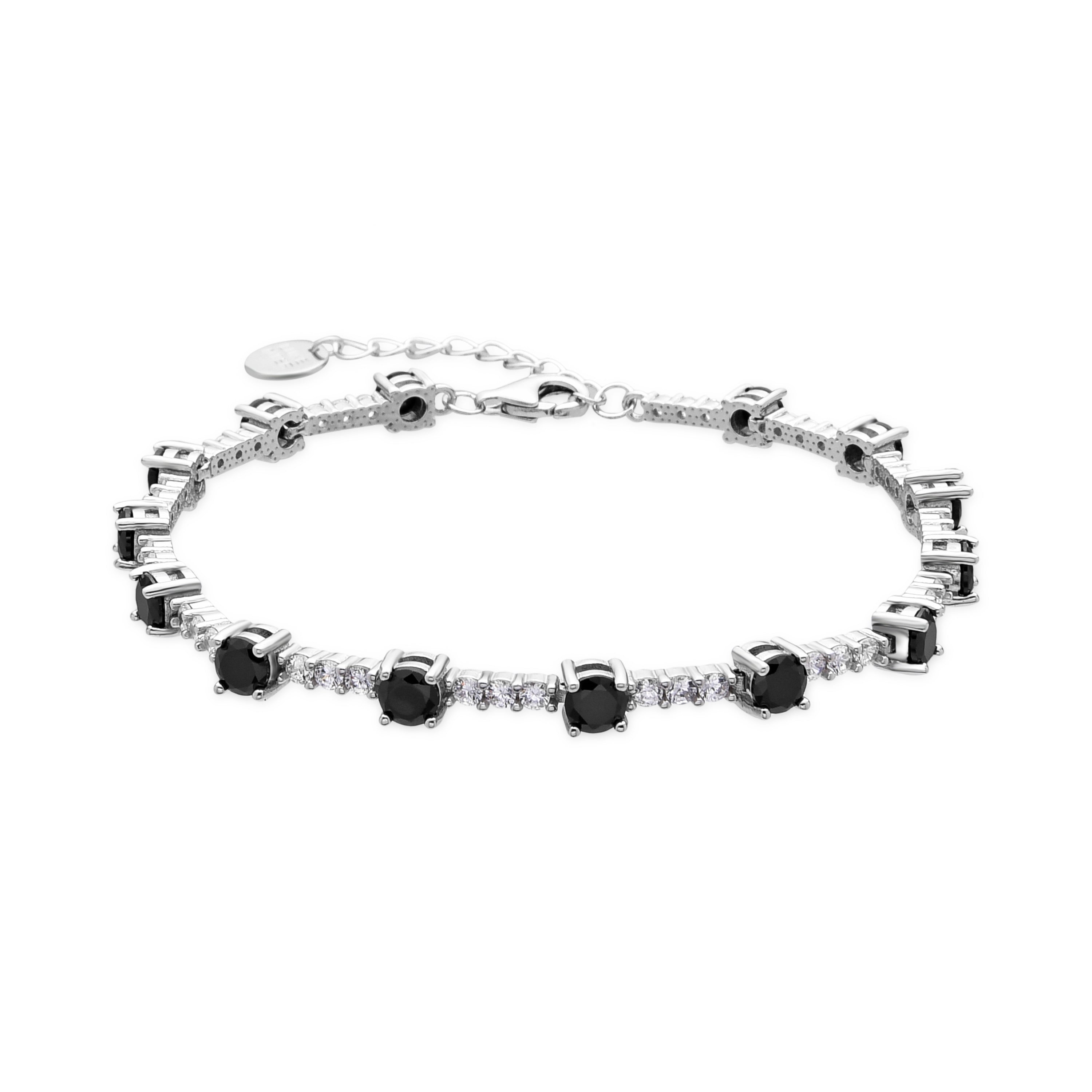 925 Sterling Silver and Onyx Zirconia Bracelet with Rhodium Finish - Kirith