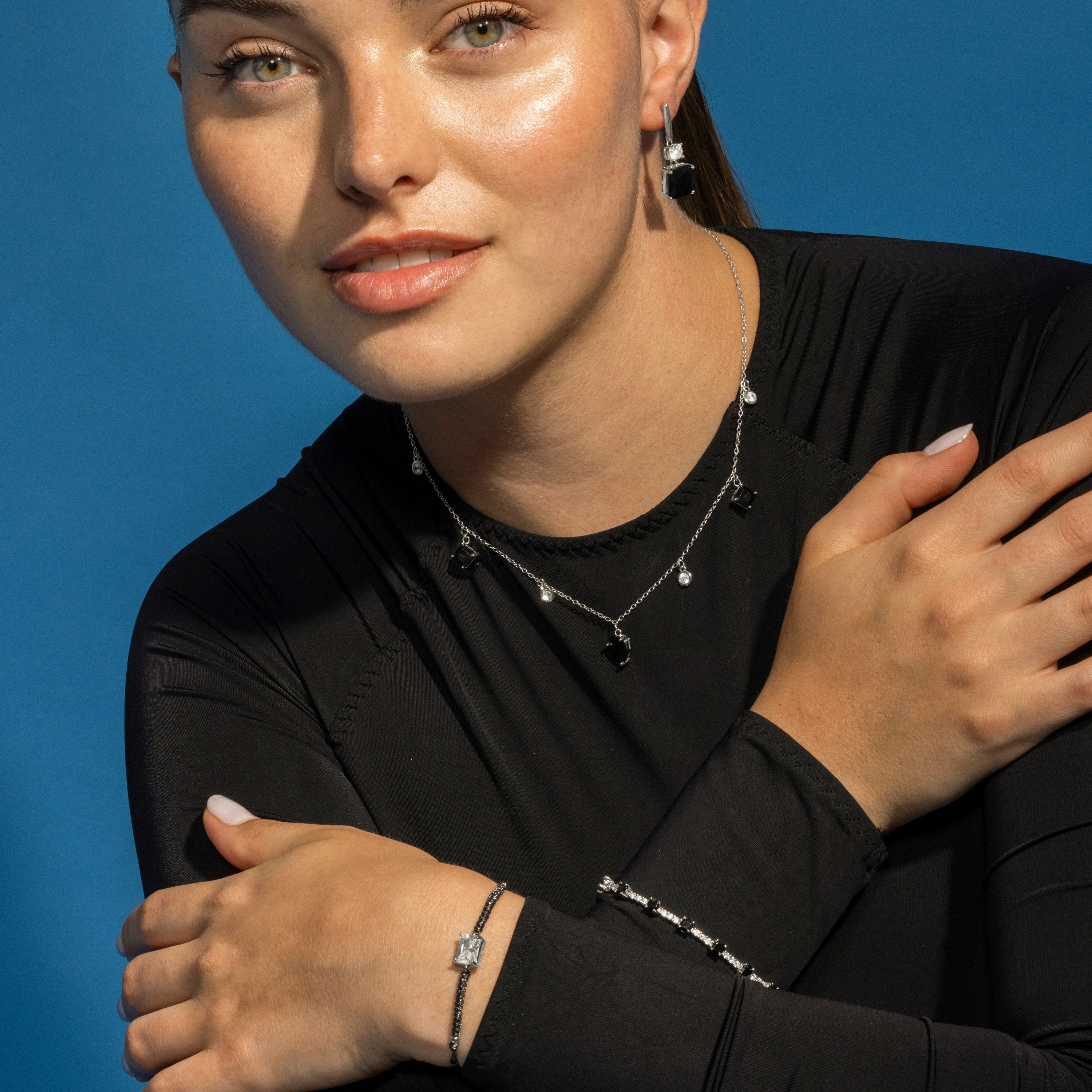 925 Sterling Silver and Onyx Zirconia Bracelet with Rhodium Finish - Kirith