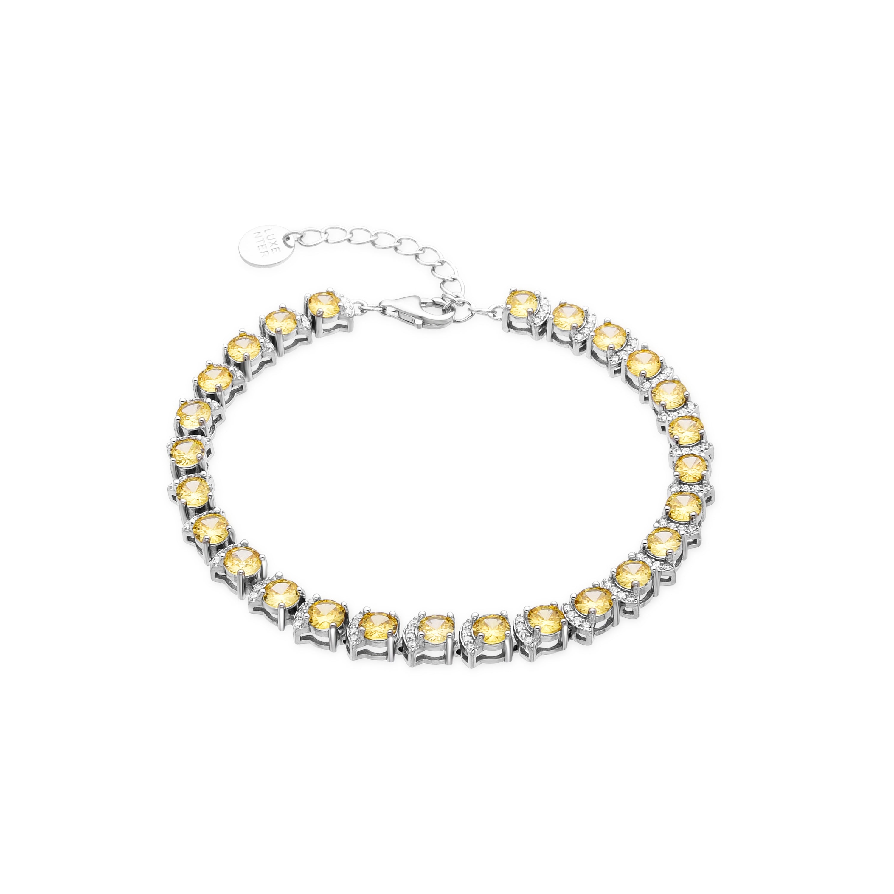925 Sterling Silver and Padparadscha Bracelet in Rhodium Finish - Zinri