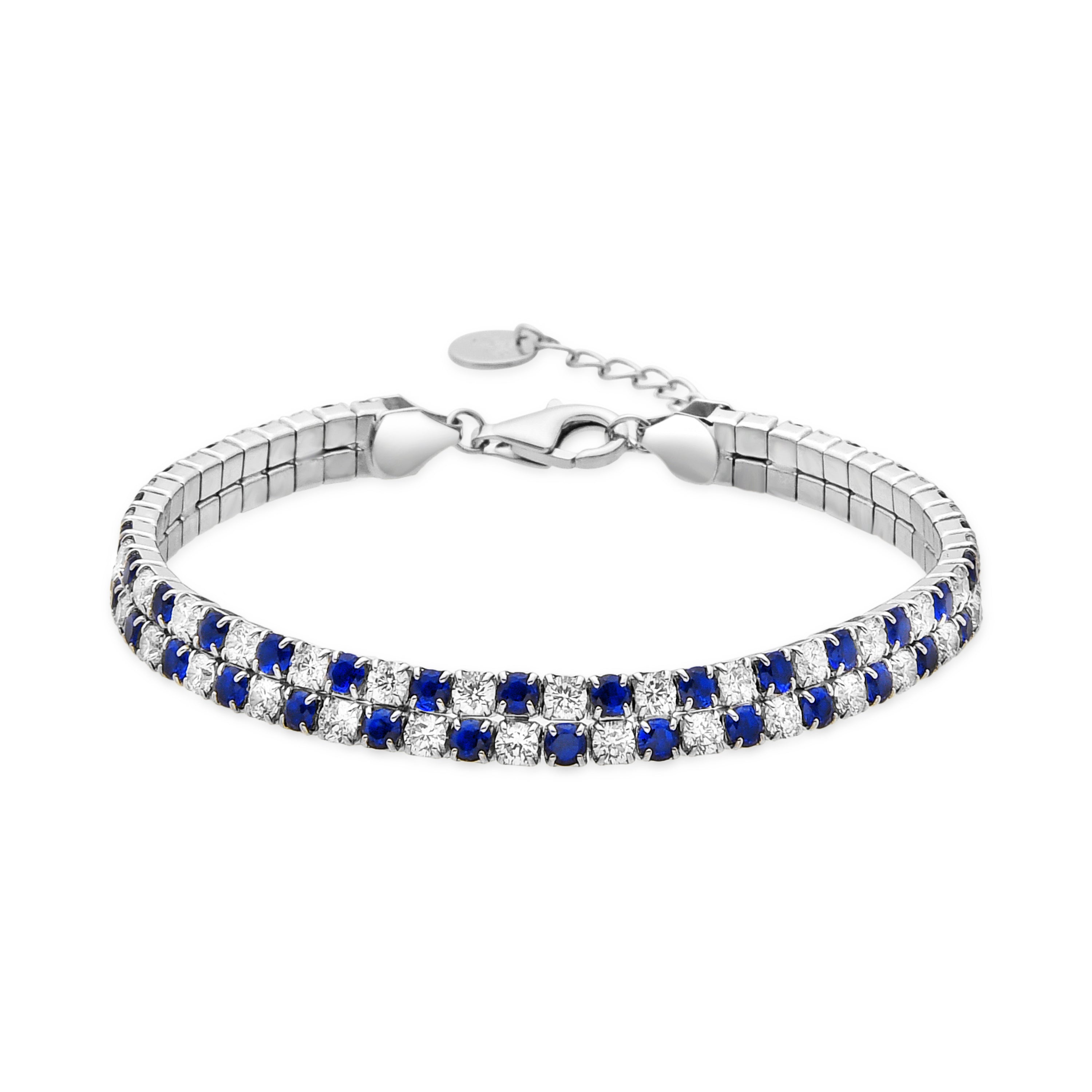 Pulsera de Plata de Ley 925 y Circonita Záfiro acabado en rodio - Kheko