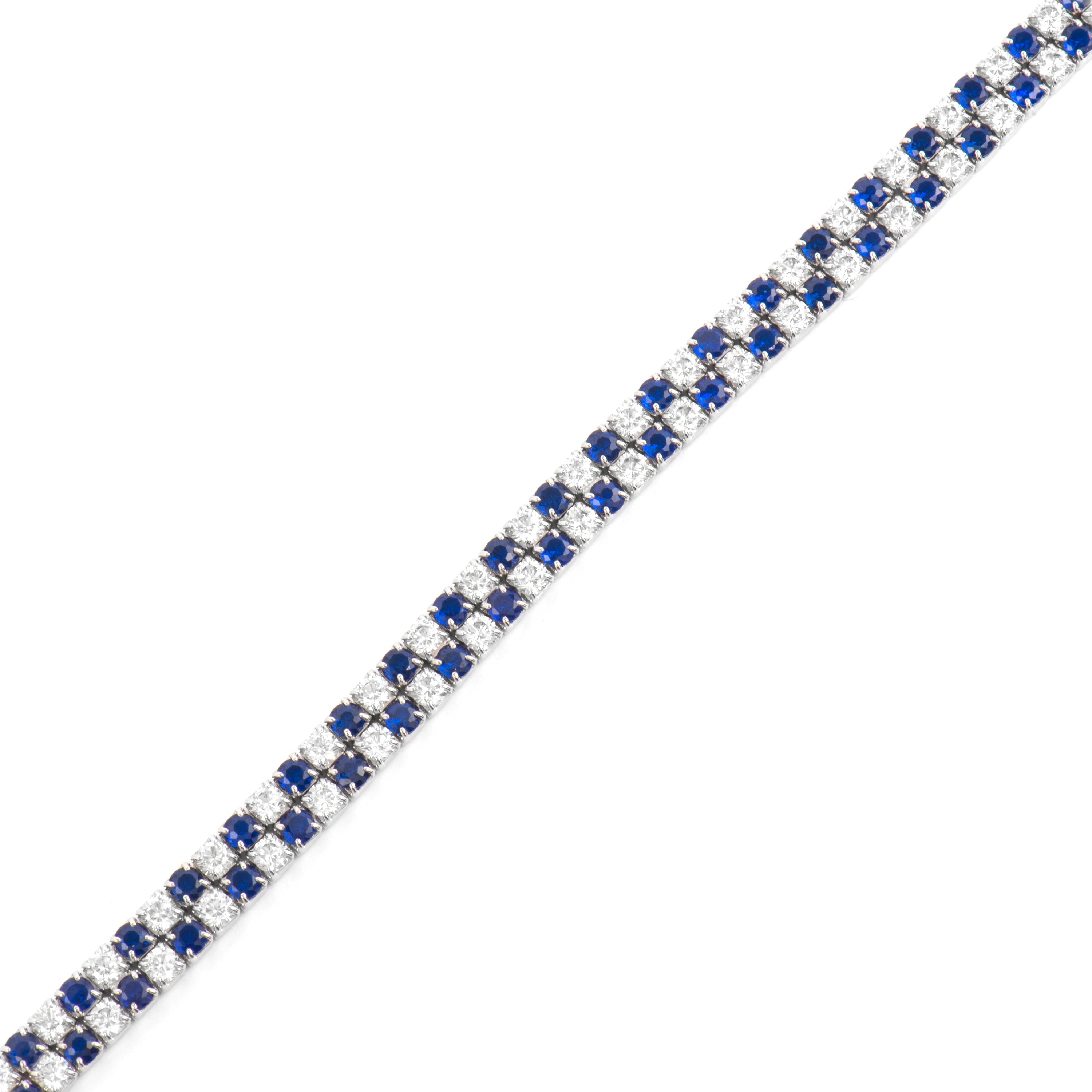 Pulsera de Plata de Ley 925 y Circonita Záfiro acabado en rodio - Kheko
