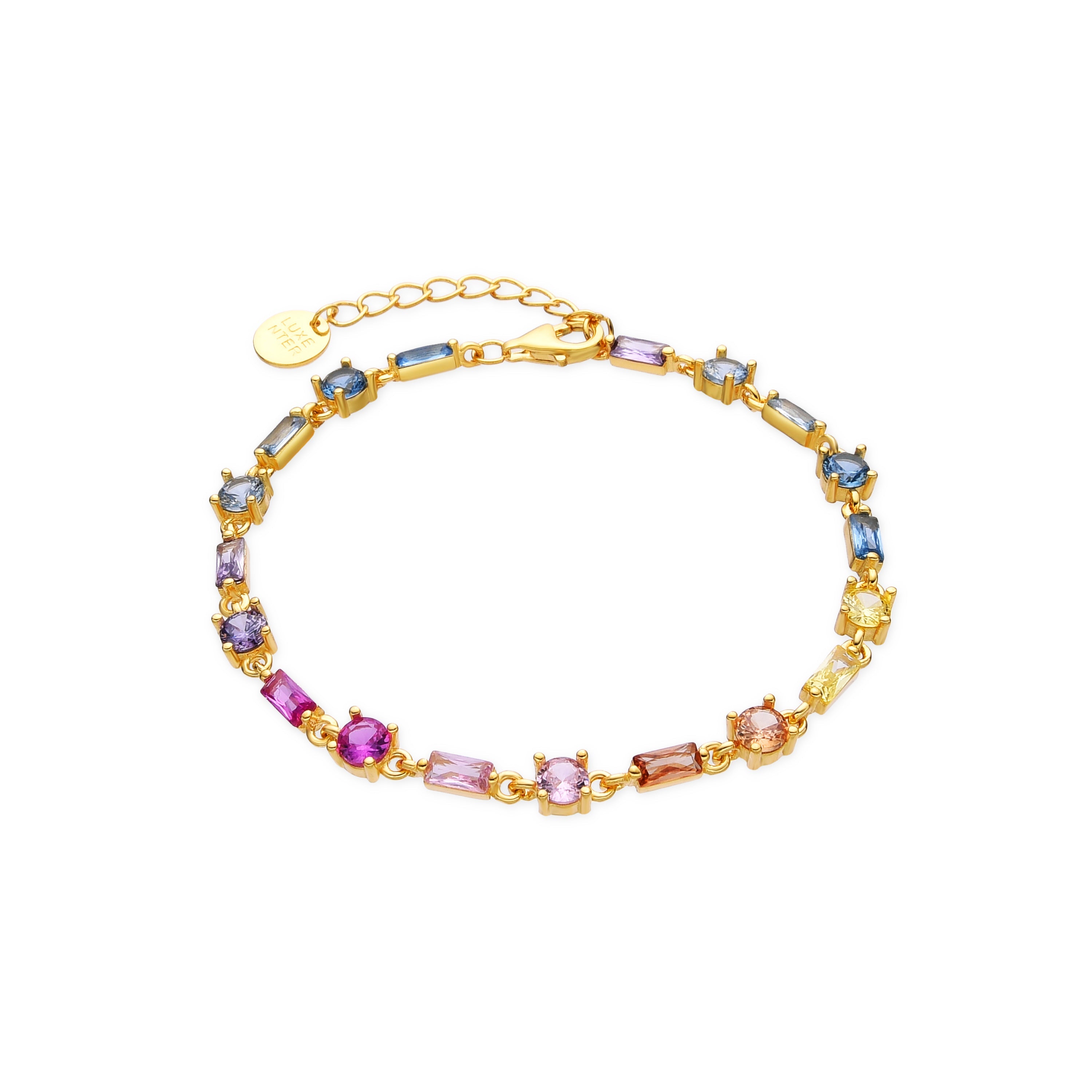 925 Sterling Silver and Multicolor Zirconia Bracelet with 18k Gold Finish - Morae