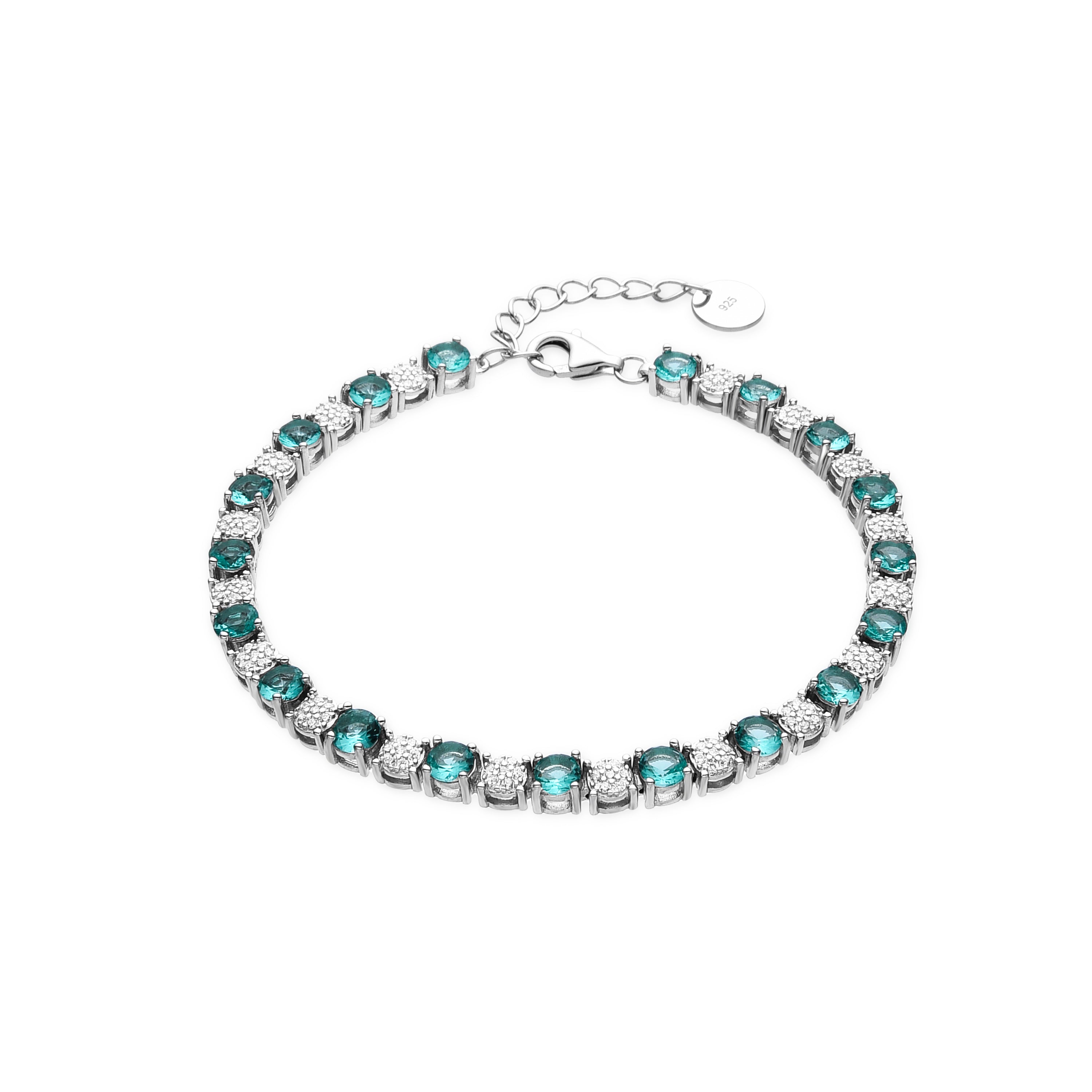 Pulseira de Prata de Lei 925 e Quartzo Hidrotermal Verde Claro com acabamento em ródio - Raikash