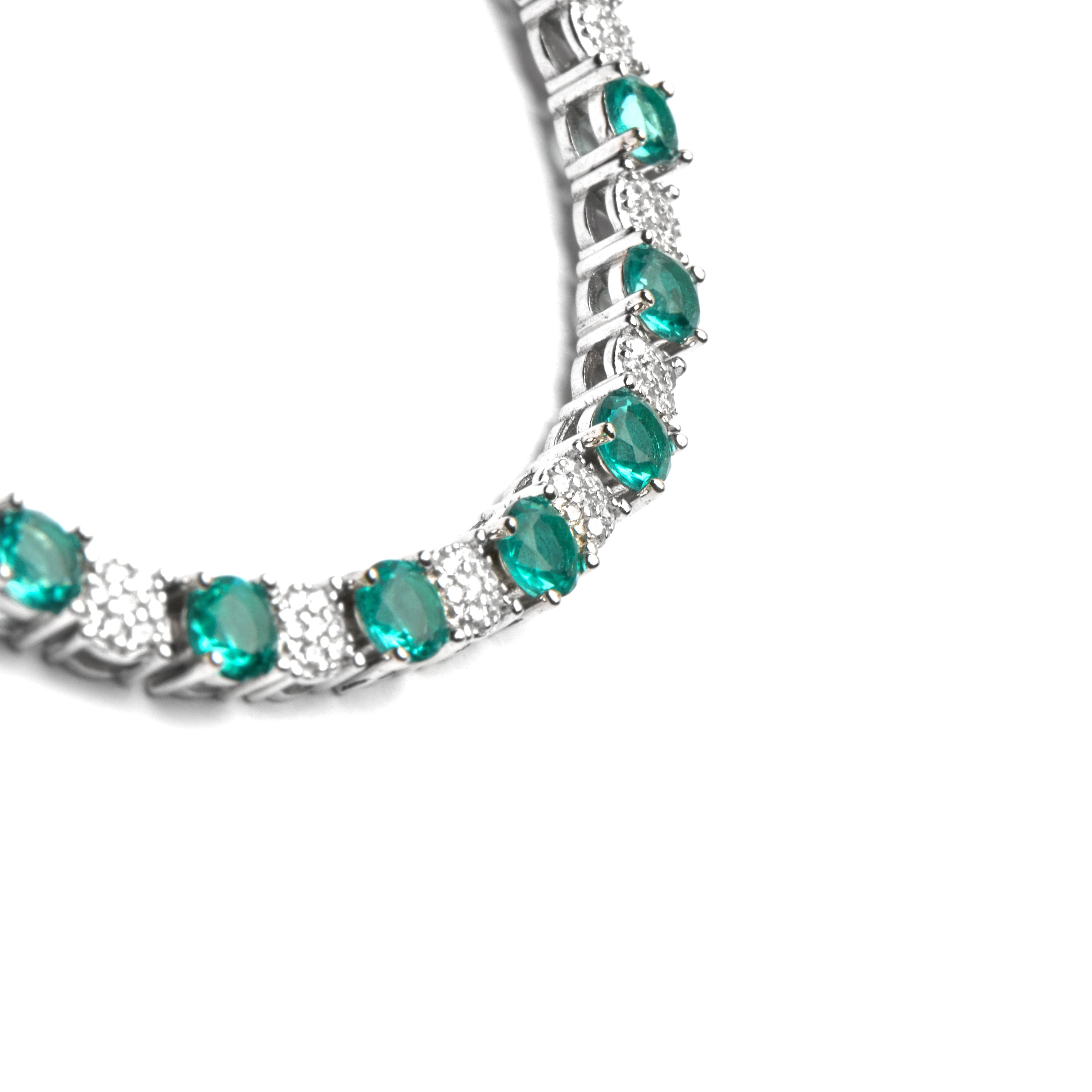Pulseira de Prata de Lei 925 e Quartzo Hidrotermal Verde Claro com acabamento em ródio - Raikash
