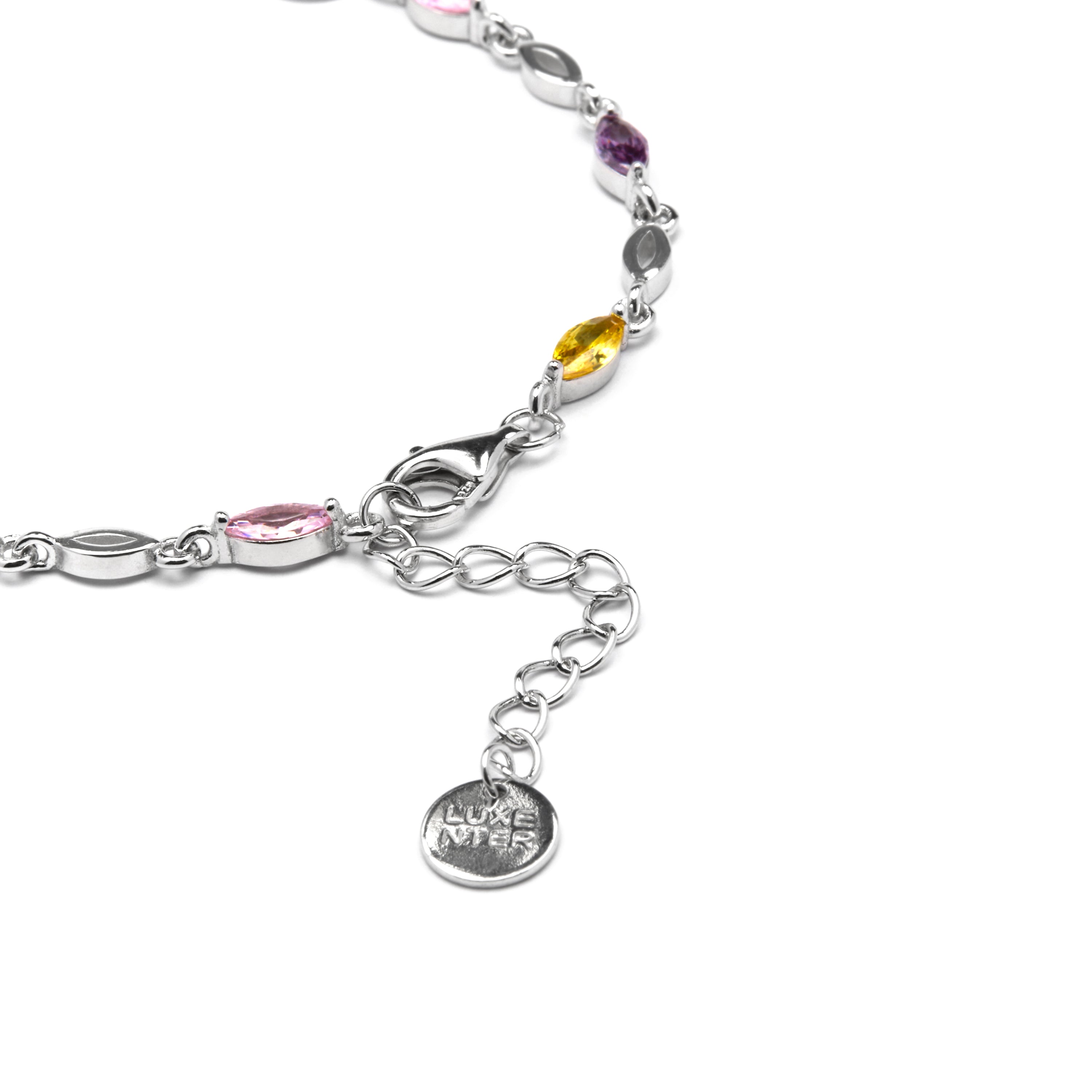 925 Sterling Silver and Multicolor Zirconia Bracelet, 18k Yellow Gold Finish - Imna