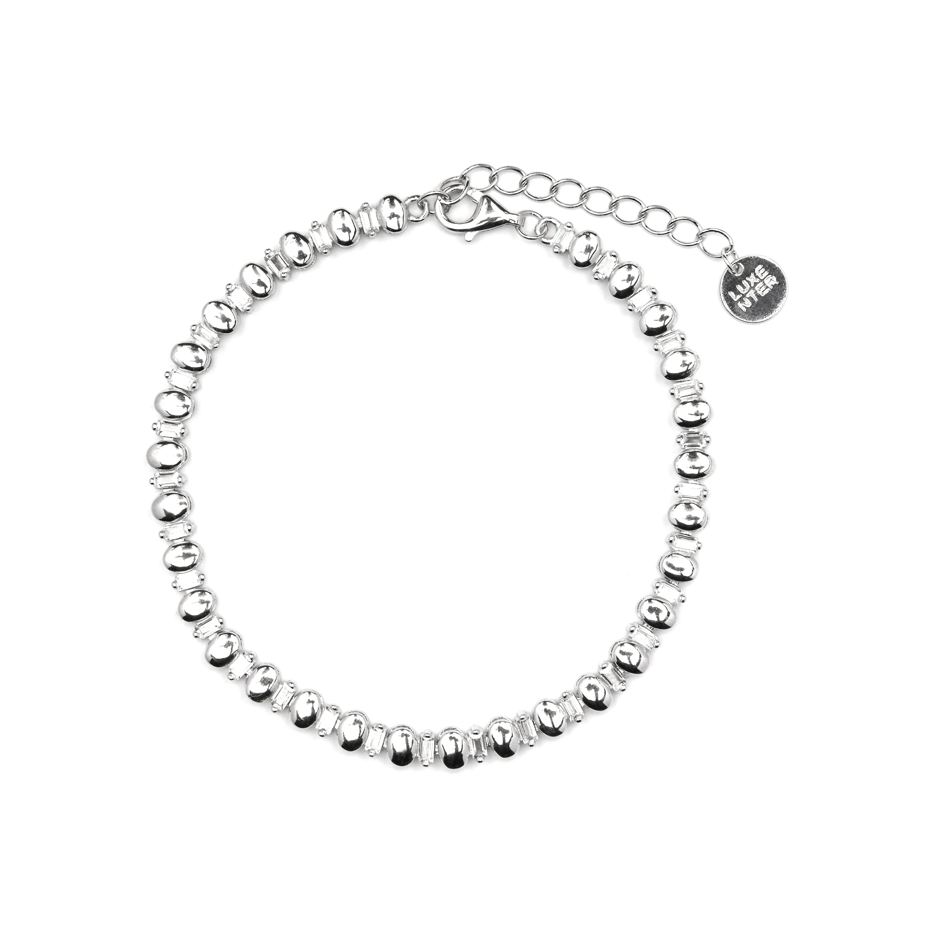 925 Sterling Silver and Brilliant Zirconia Bracelet with Rhodium Finish - Hidot