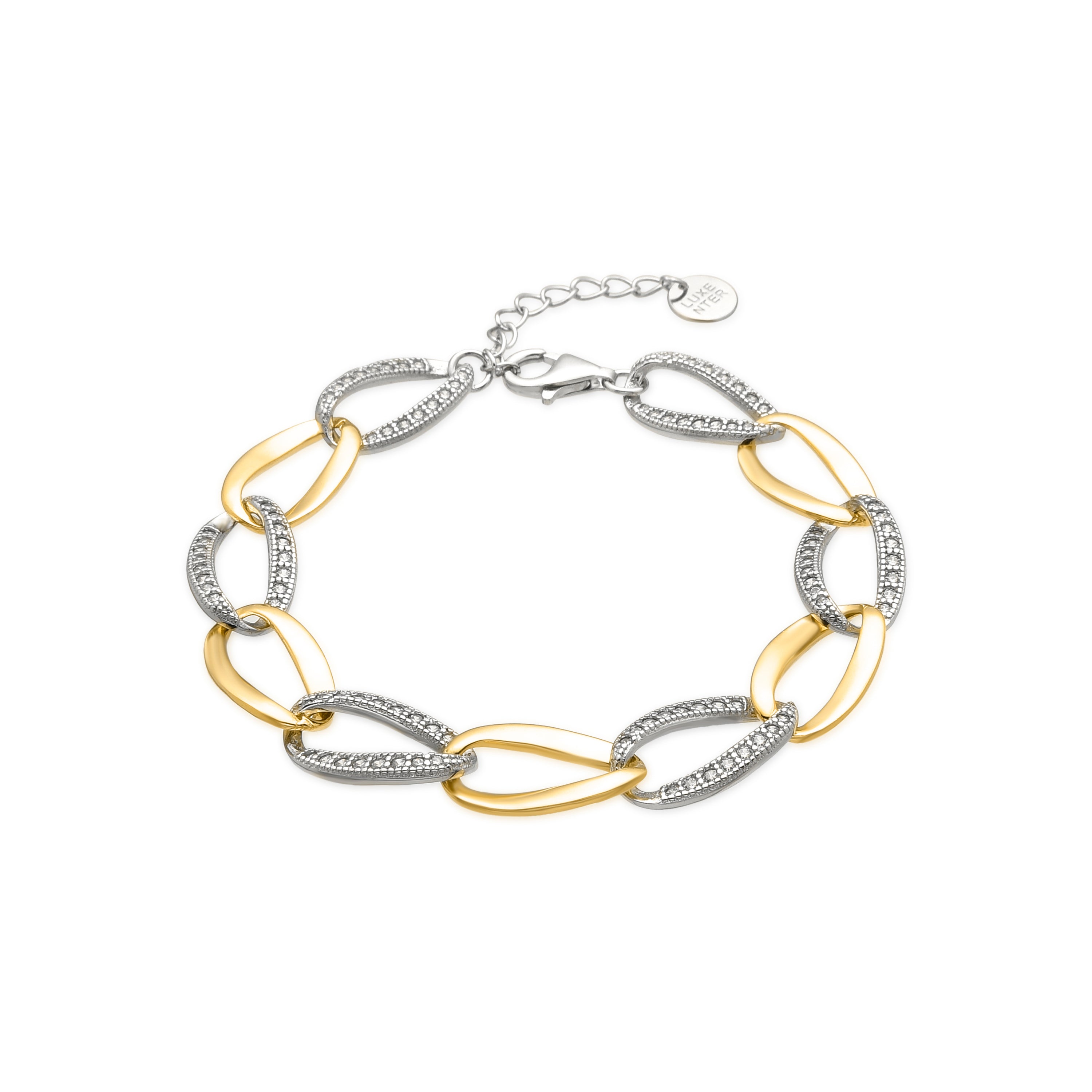 Sterling Silver 925 Bracelet with Brilliant Zircon, 18k Yellow Gold Plated - Aborg