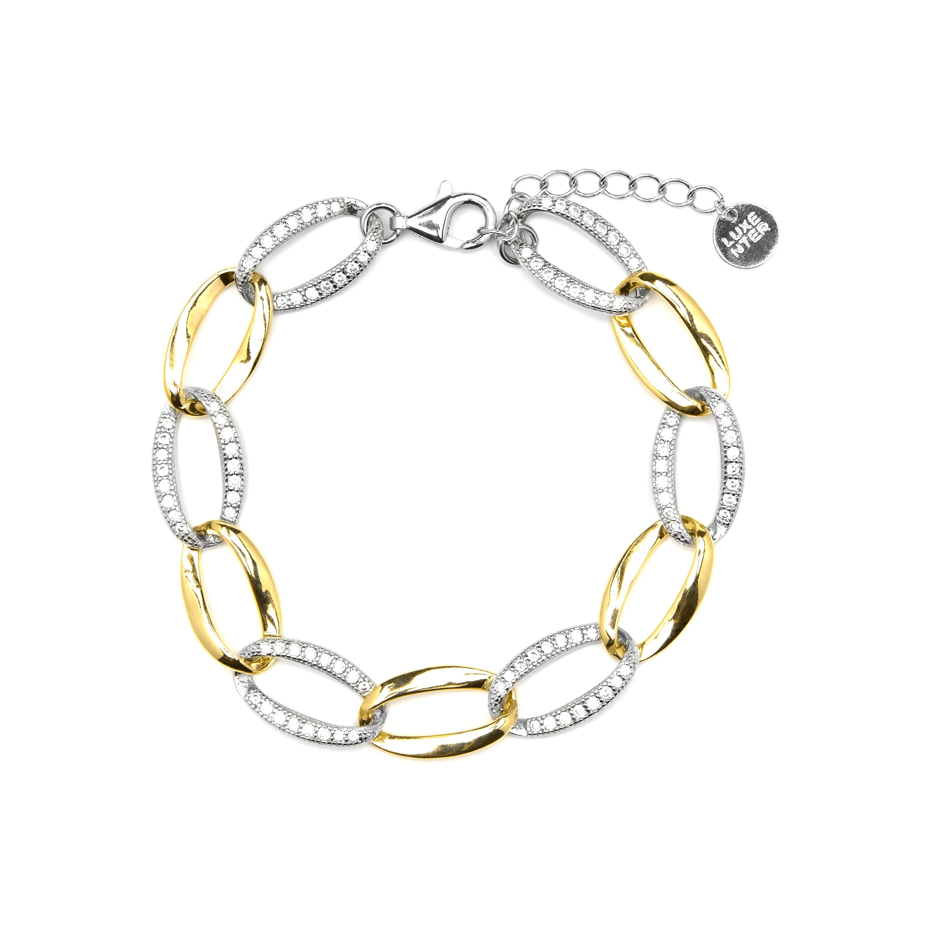 Sterling Silver 925 Bracelet with Brilliant Zircon, 18k Yellow Gold Plated - Aborg