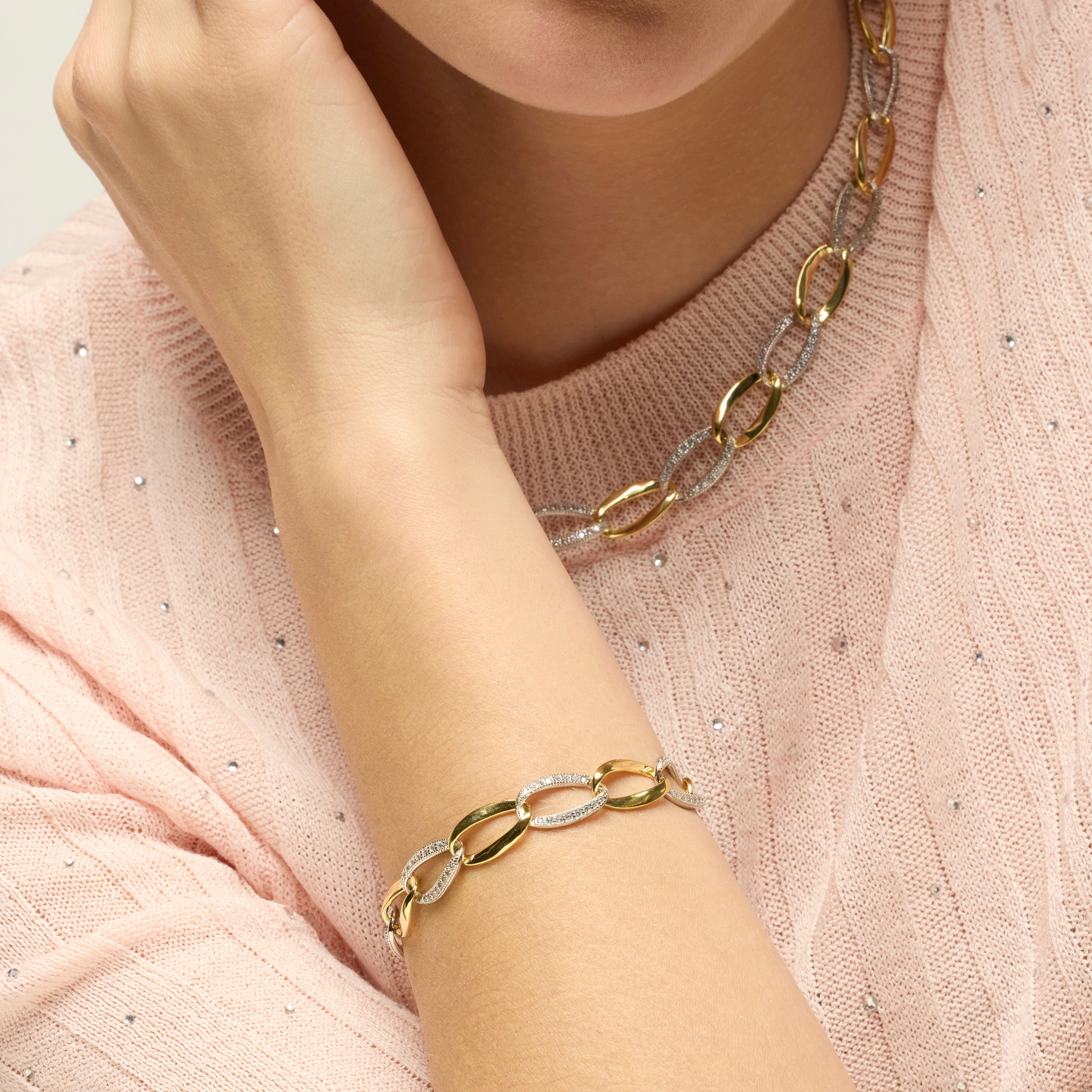 Sterling Silver 925 Bracelet with Brilliant Zircon, 18k Yellow Gold Plated - Aborg