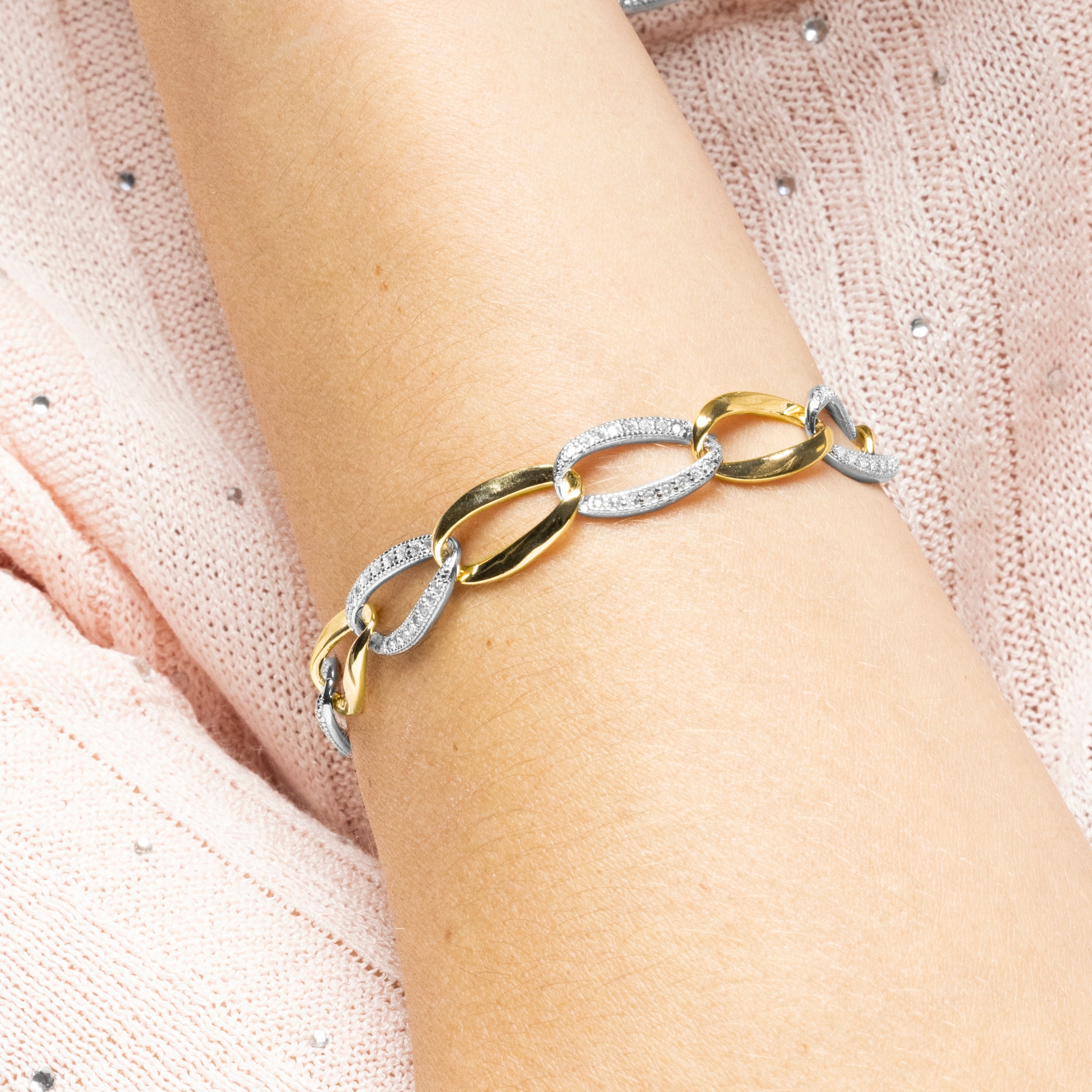 Sterling Silver 925 Bracelet with Brilliant Zircon, 18k Yellow Gold Plated - Aborg