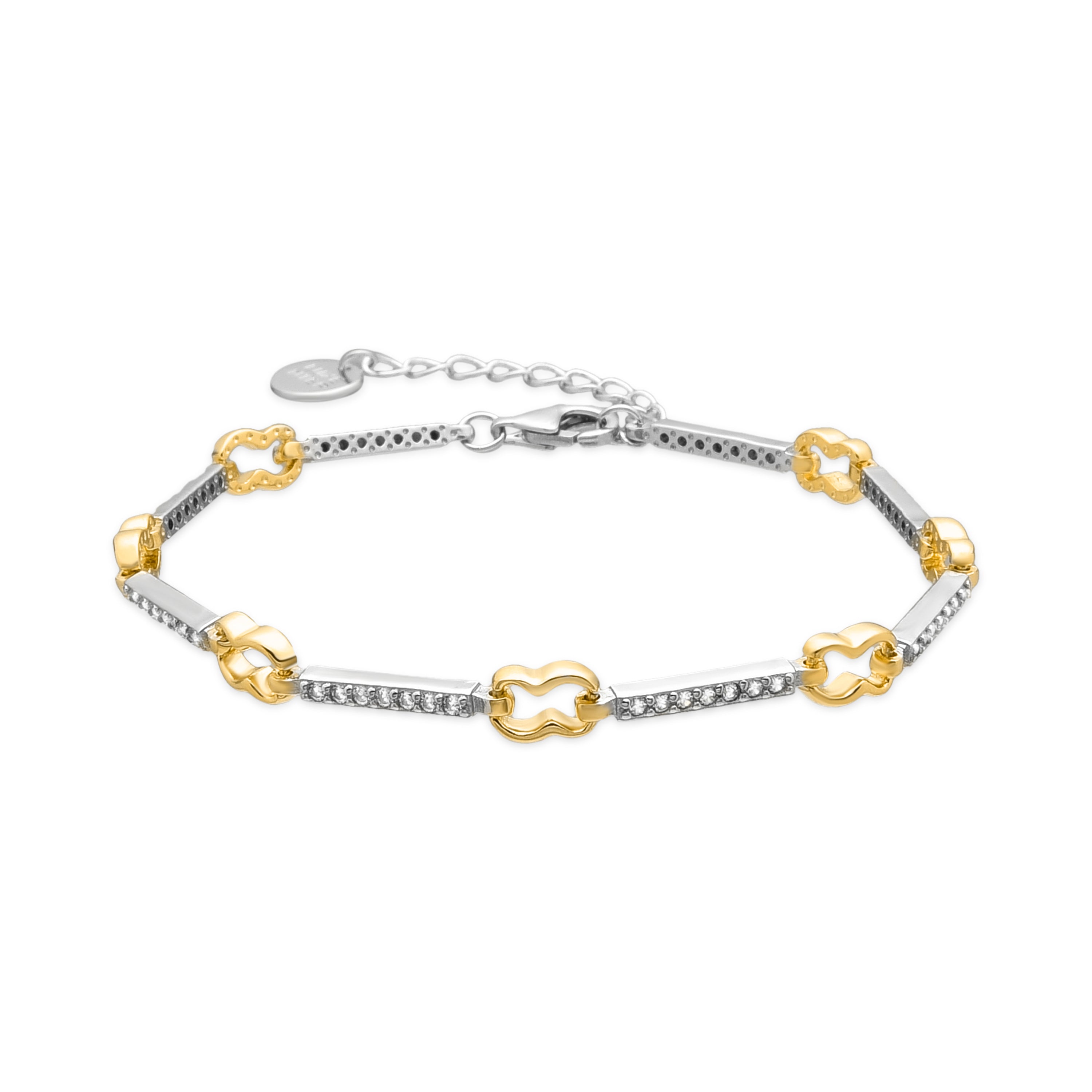 925 Sterling Silver Bracelet with Brilliant Zirconia, 18k Yellow Gold Finish - Daraya