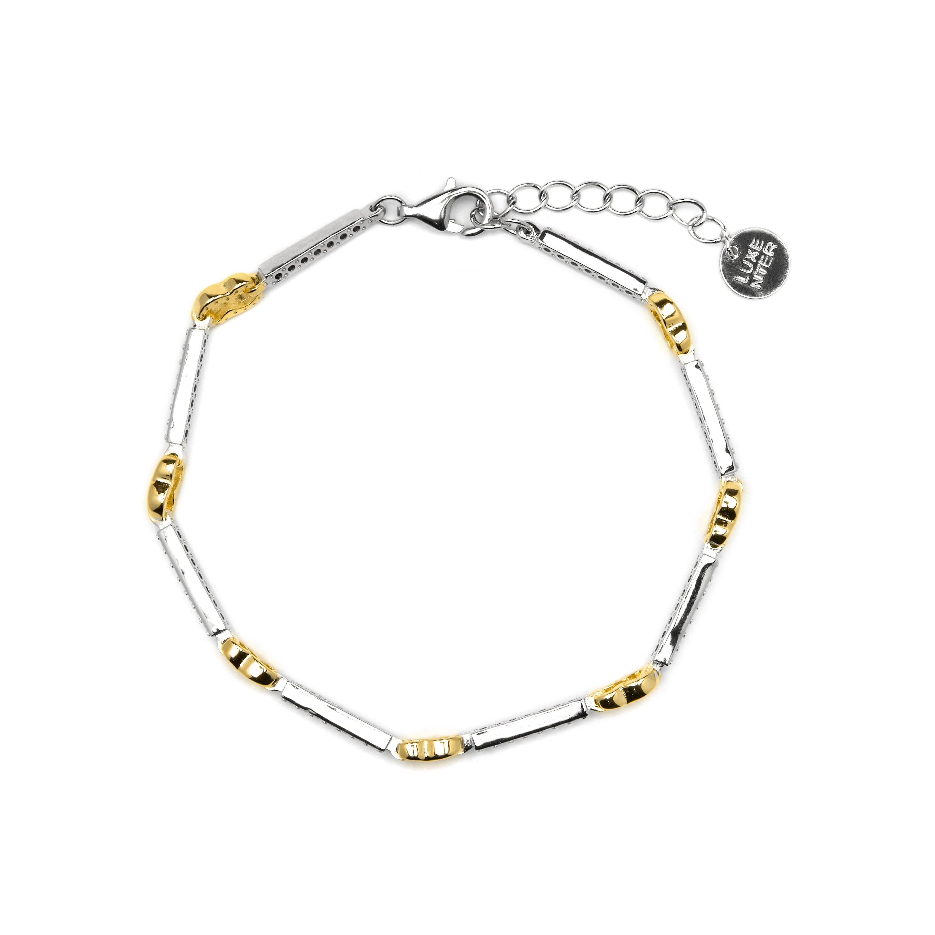 925 Sterling Silver Bracelet with Brilliant Zirconia, 18k Yellow Gold Finish - Daraya