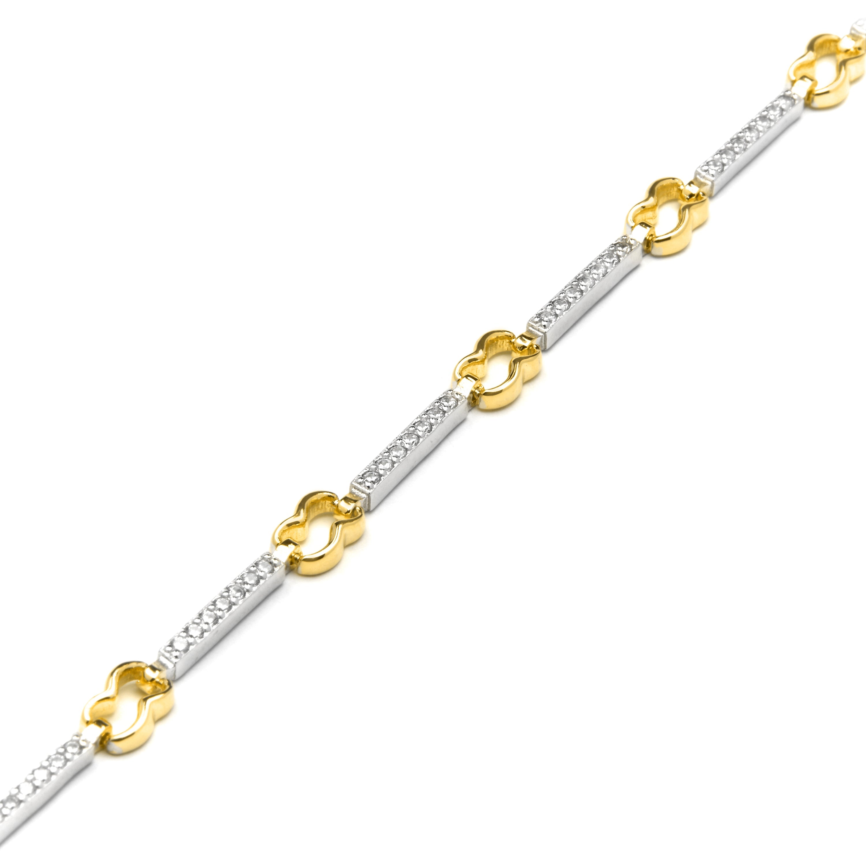 925 Sterling Silver Bracelet with Brilliant Zirconia, 18k Yellow Gold Finish - Daraya