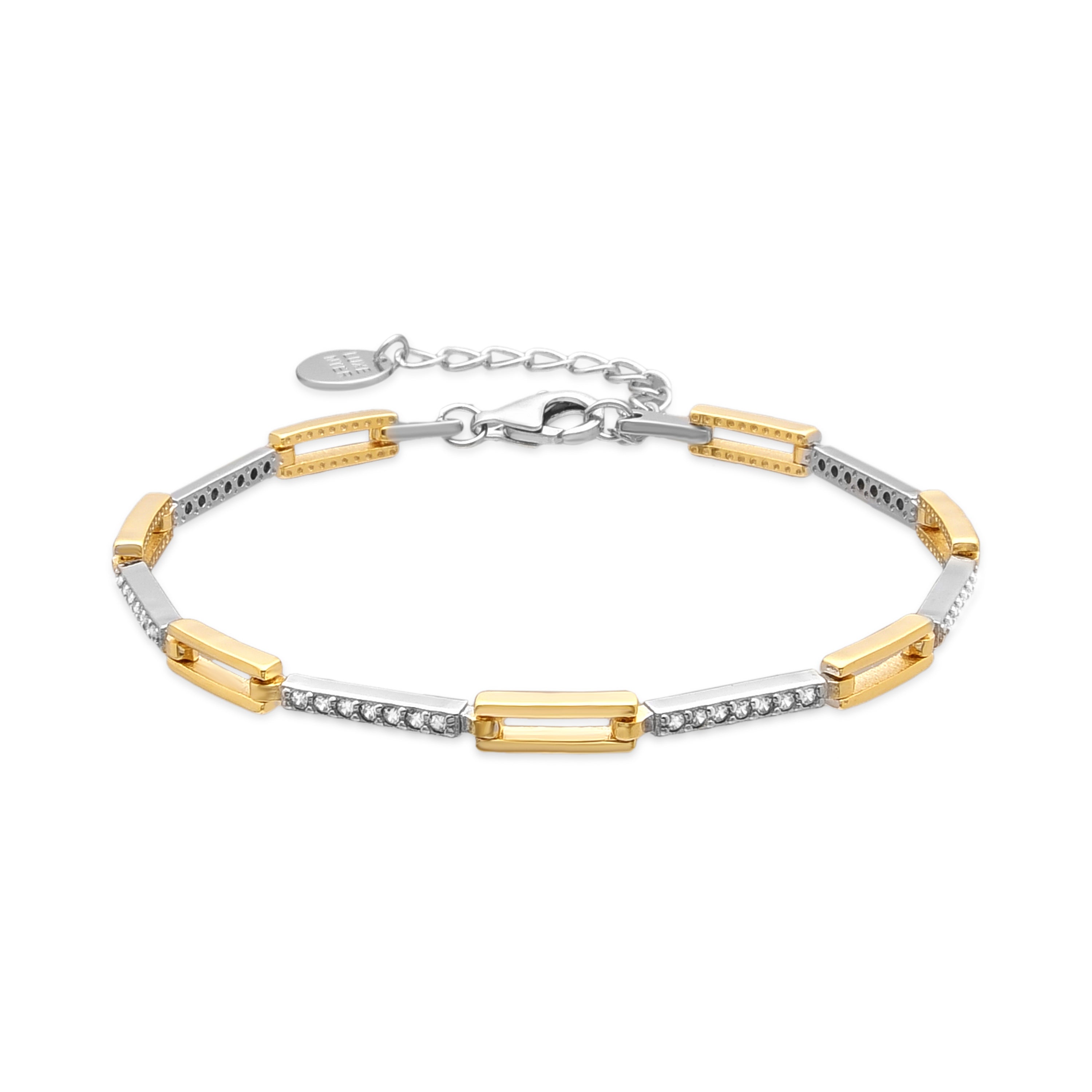 925 Sterling Silver Bracelet with Brilliant Zirconia, 18k Yellow Gold Finish - Athit