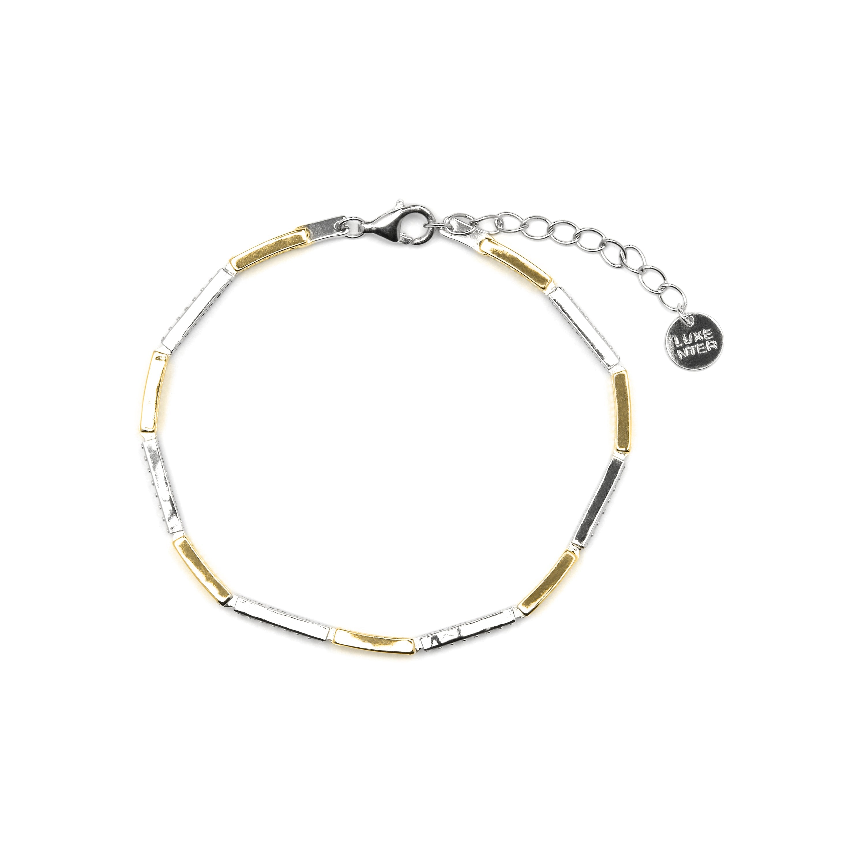 925 Sterling Silver Bracelet with Brilliant Zirconia, 18k Yellow Gold Finish - Athit